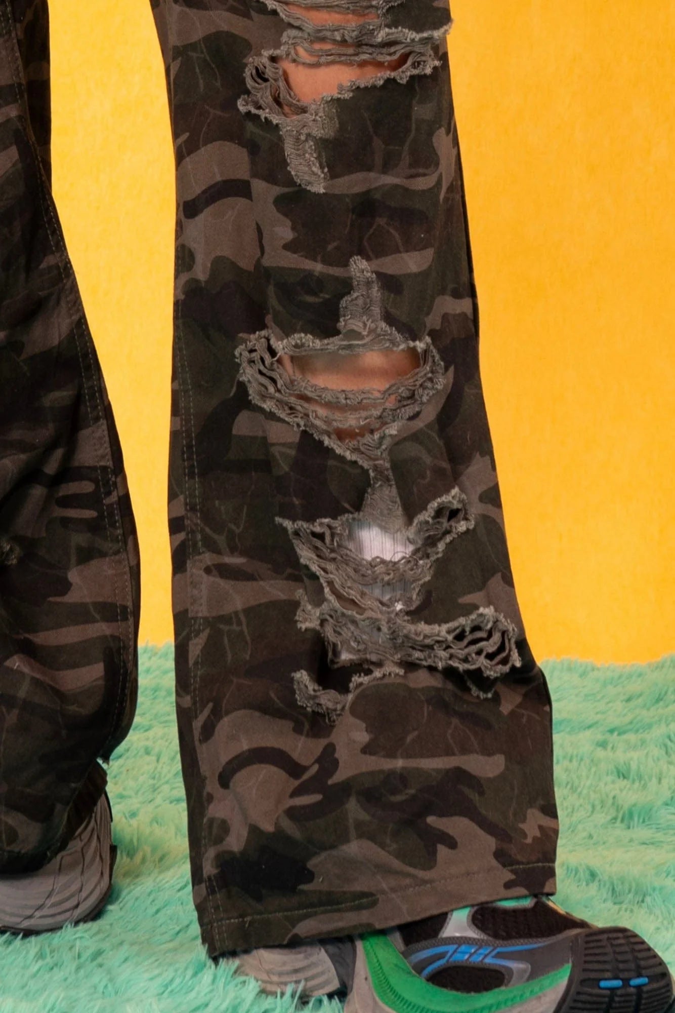 CLP Camo Ripped Straight-Leg Jeans