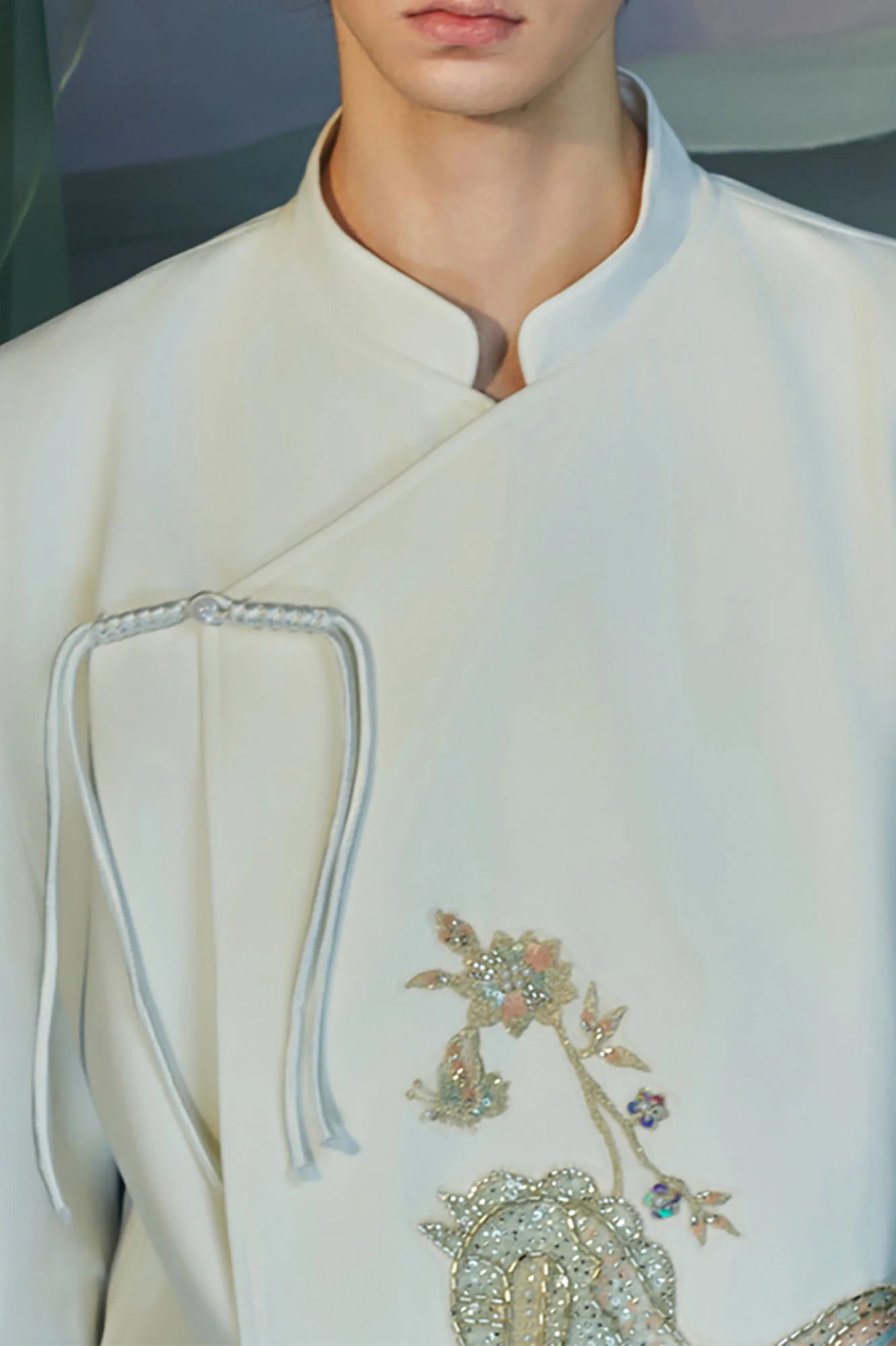 JIECHI Embroidery Horse Asymmetric Wrap Jacket