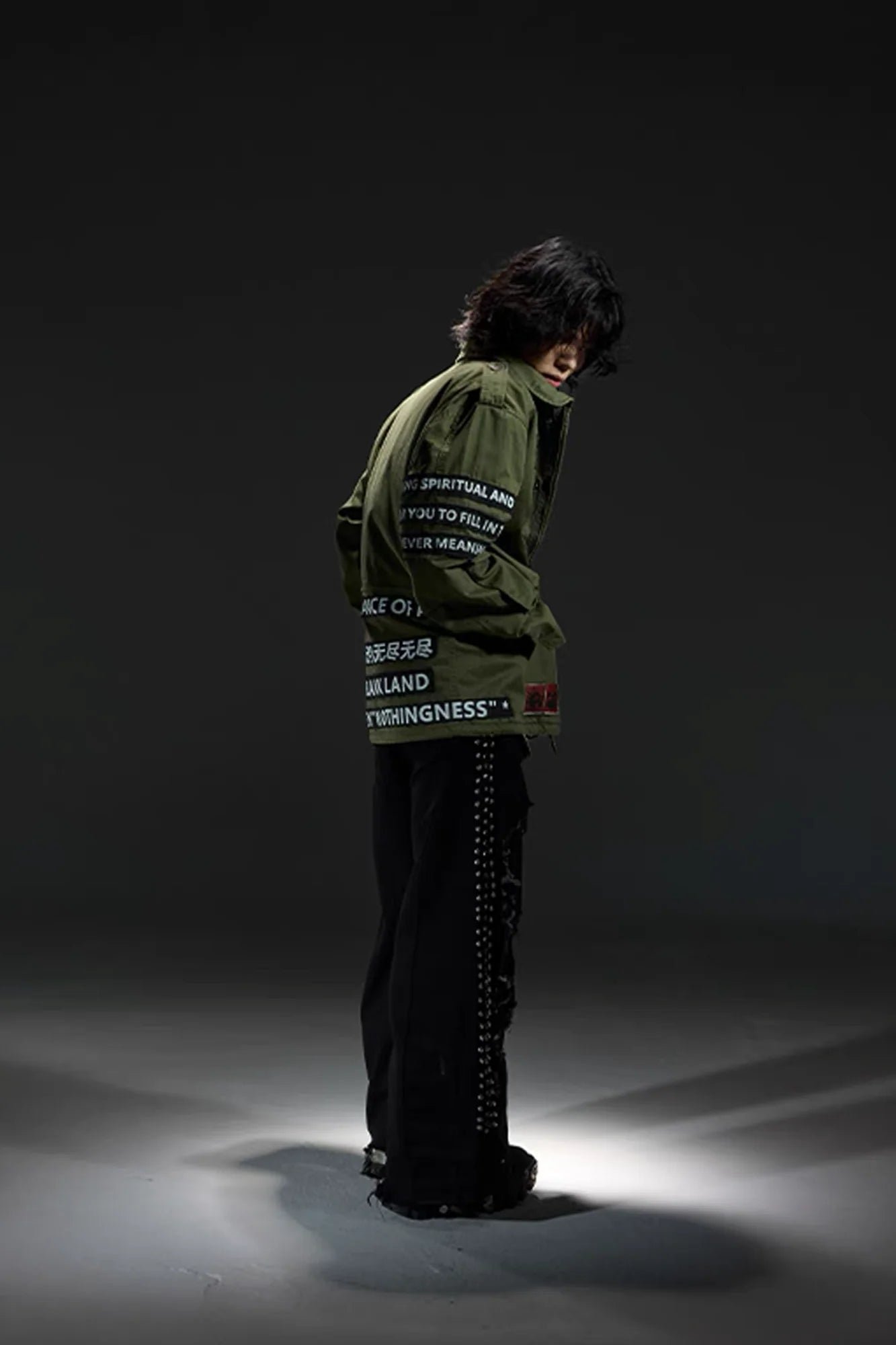 NOTHINGNESS WORLD Slogan Patchwork Multi-Pocket Utility Jacket
