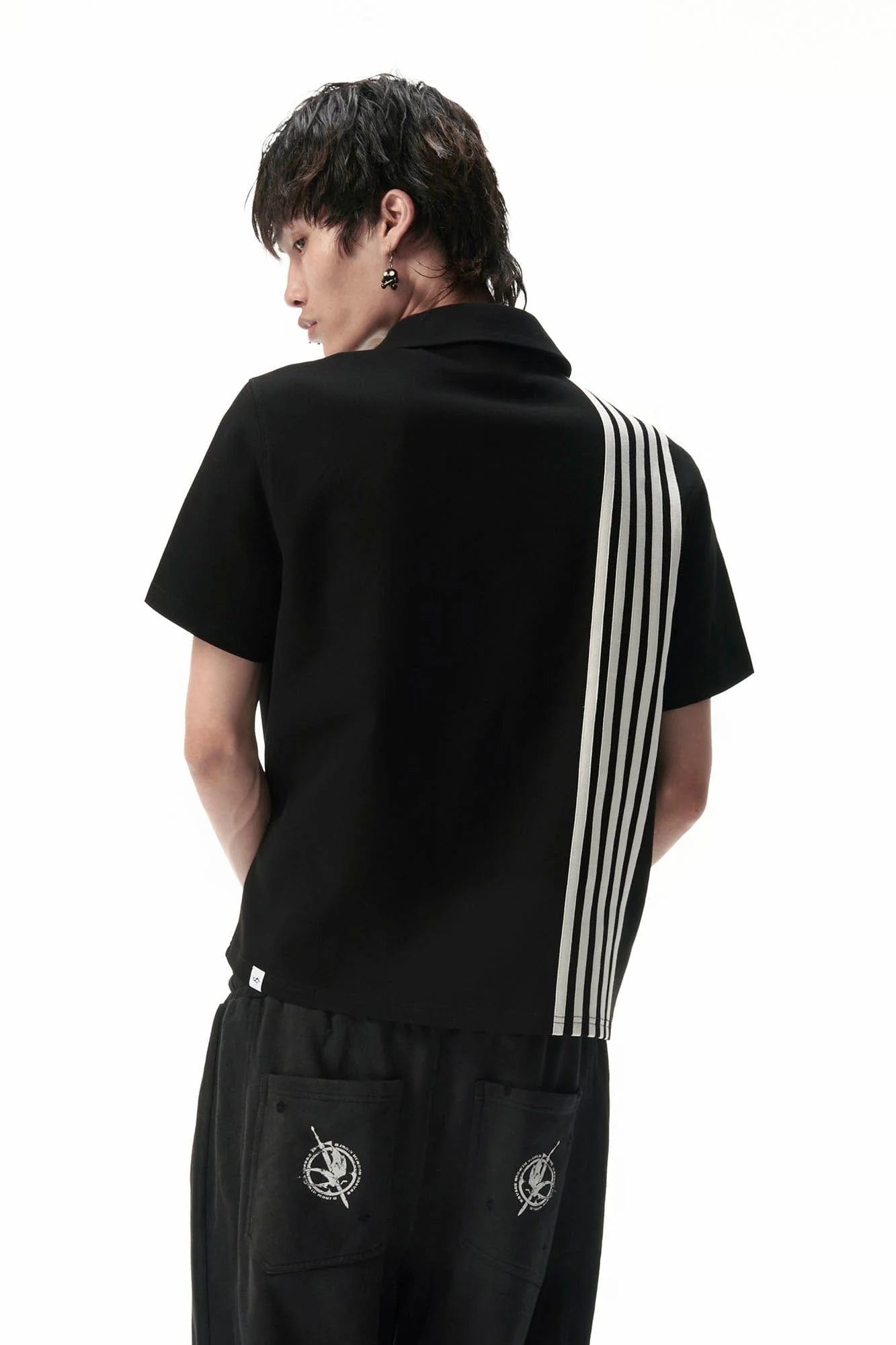 SAVAGEGROWTHWORLD No Wasted Potential Stripe-Back Polo T-Shirt