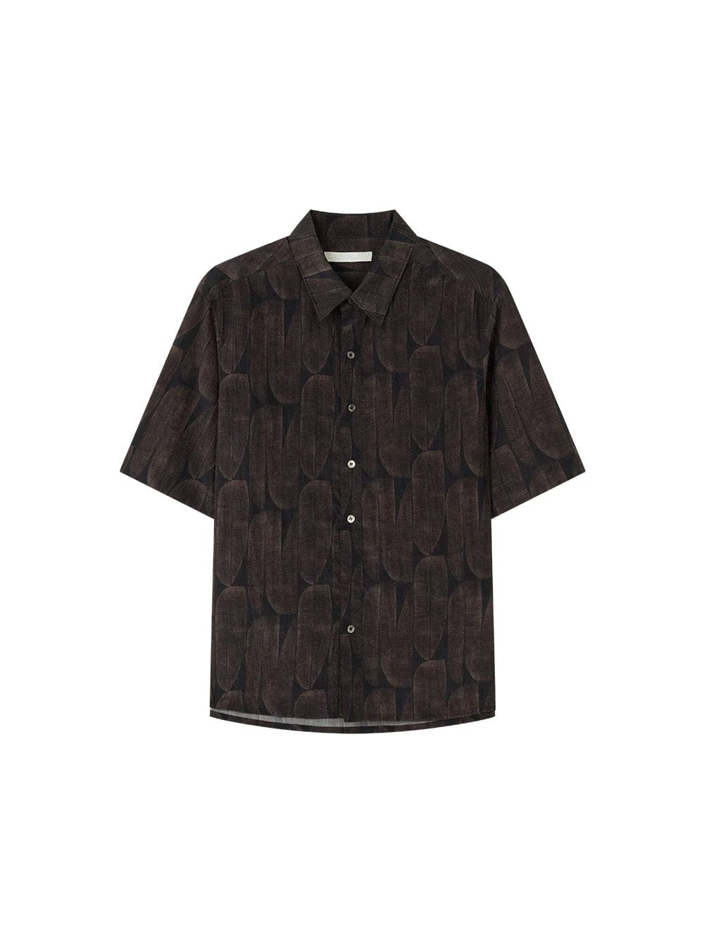 OPICLOTH Retro Textured Leaf Full-Print Half Shirt