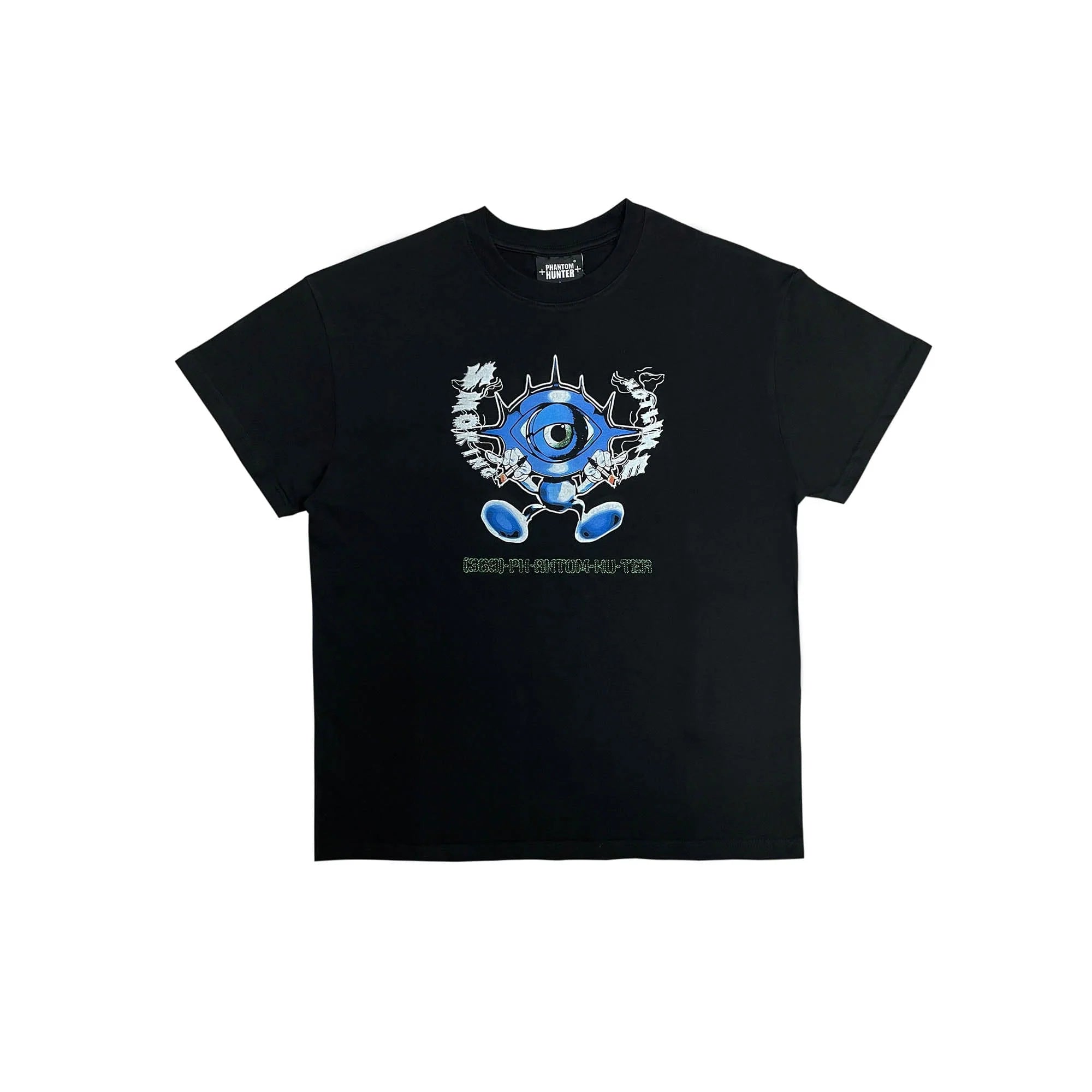 PHANTOMHUNTER Cartoon Eyeball Graphic Embroidered T-Shirt