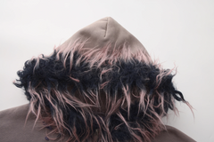 VANN VALRENCE Detachable Faux Fur Hood Distressed Jacket