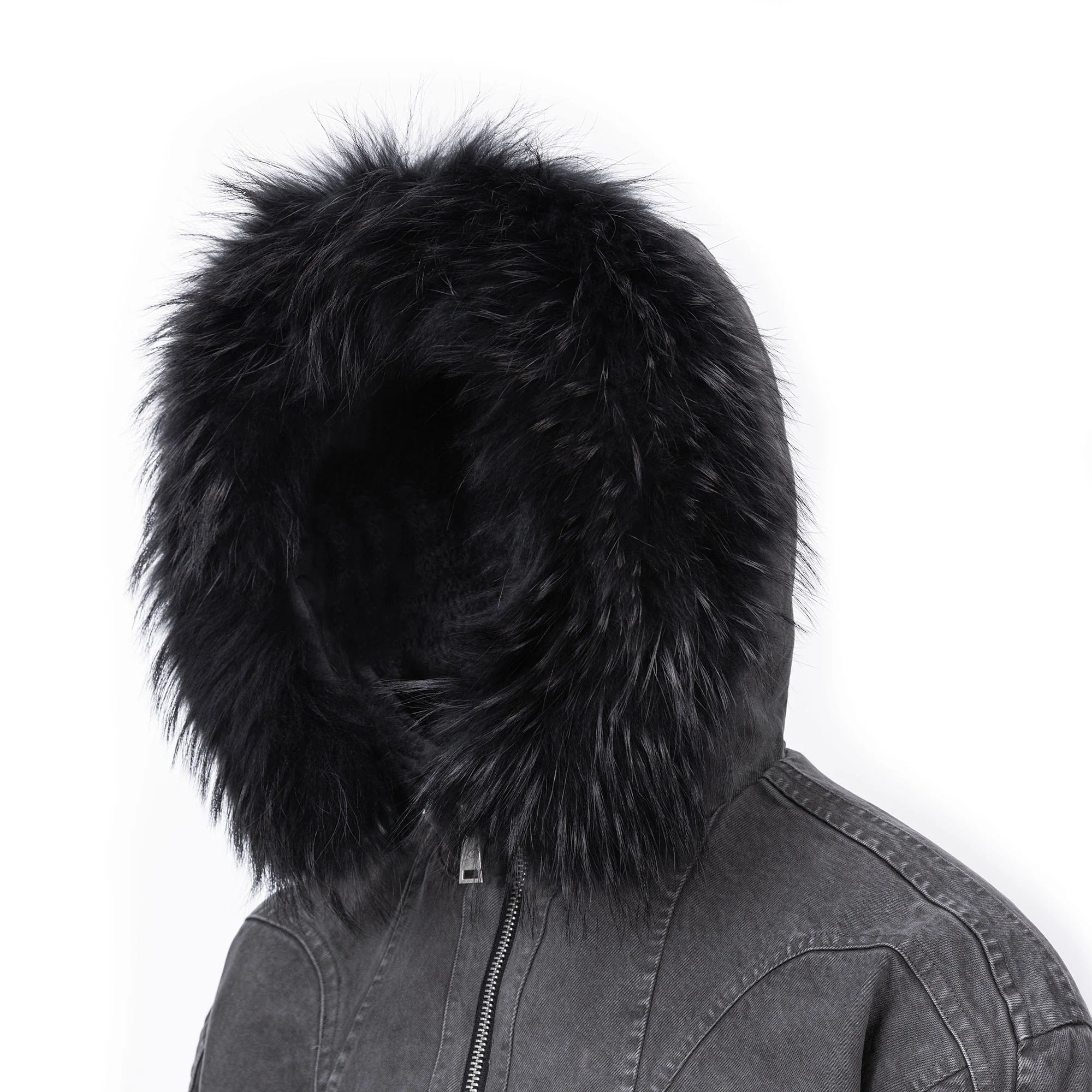 CATSSTAC Detachable Faux Fur Trim Panel Bomber Jacket