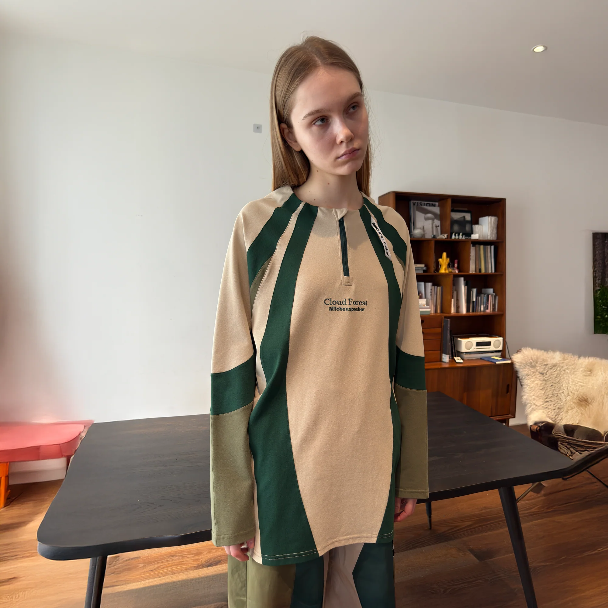 MIICHOUS Contrast Panel UV-Protection Long-Sleeve Tee