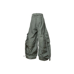 RELABEL Multi-Pocket Panel Crinkled Cargo Pants Gray