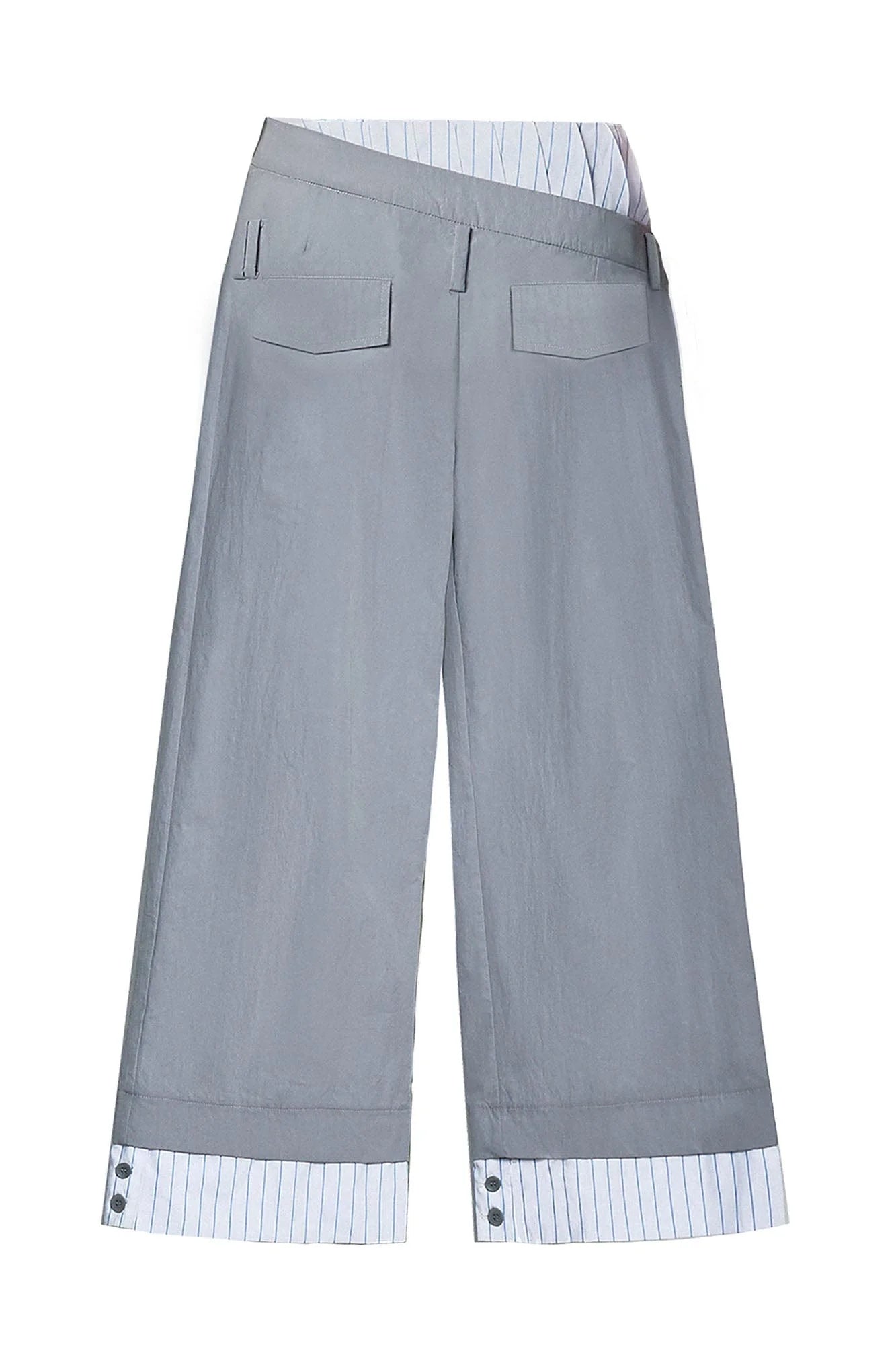 OIPWORD Asymmetrical Waist Faux-Layered Wide-Leg Pants