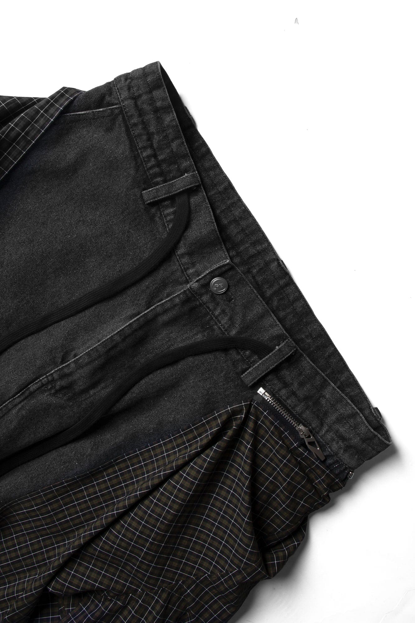 RELABEL Detachable Drape Drawstring Baggy Jeans Black