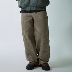 F2CE Distressed Paneled Waxed Pants