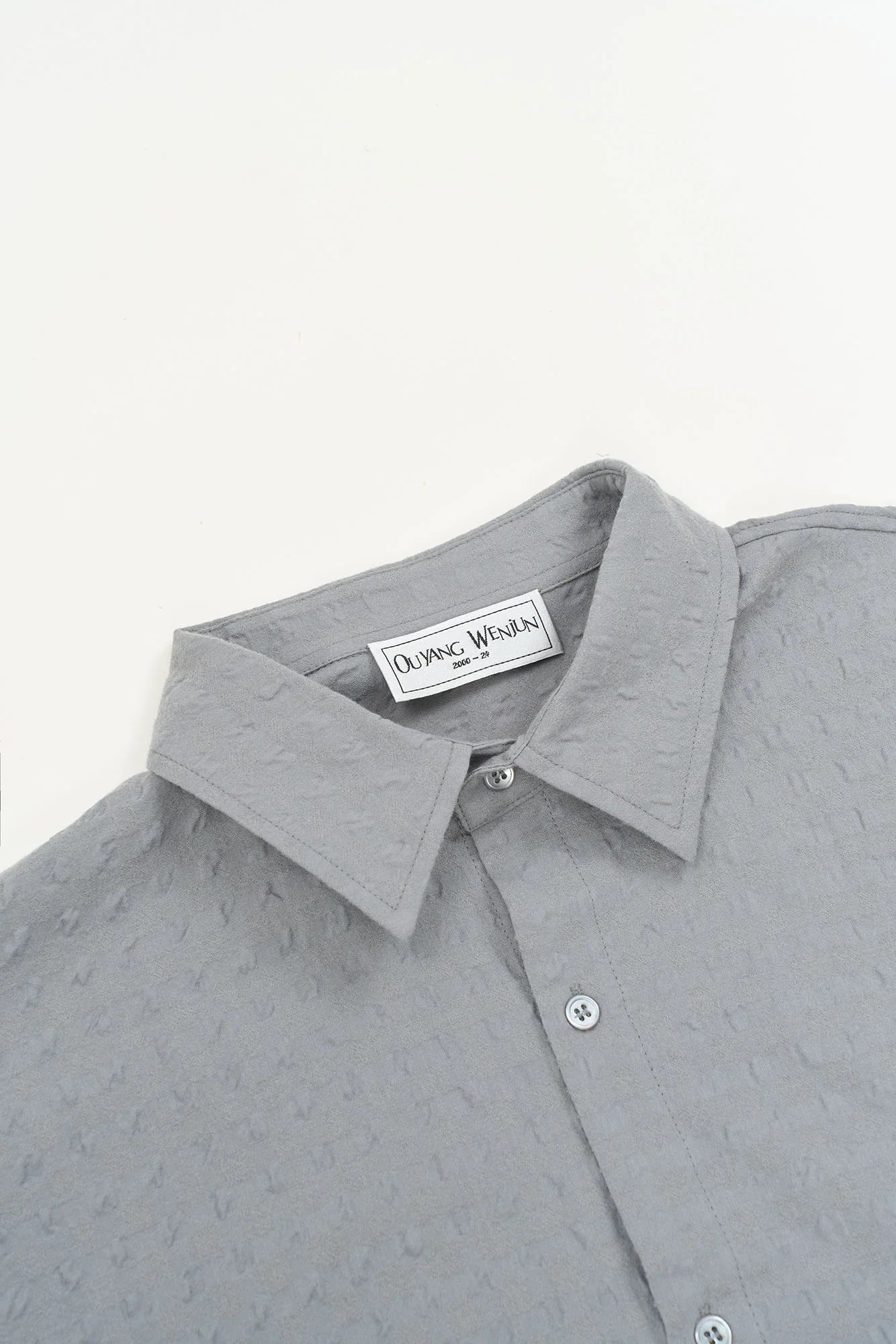 OUYANG WENJUN Drip Heart Embroidered Seersucker Shirt