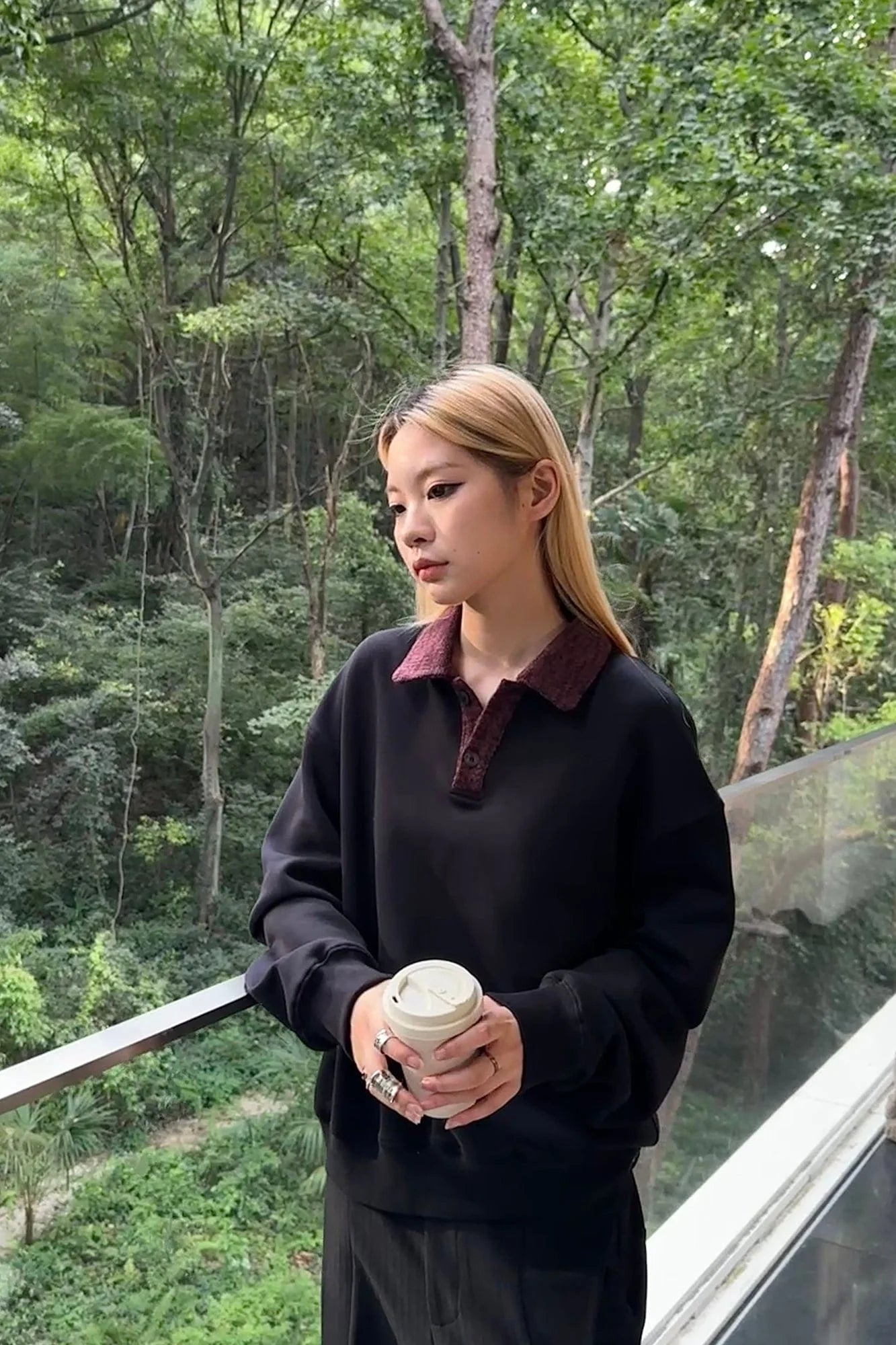 OKAYTHXBYE Flexweave Contrast Collar Sweatshirt