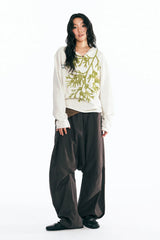 1997 POSTOFFICE Sesame Leaf Embroidered V-Neck Hoodie