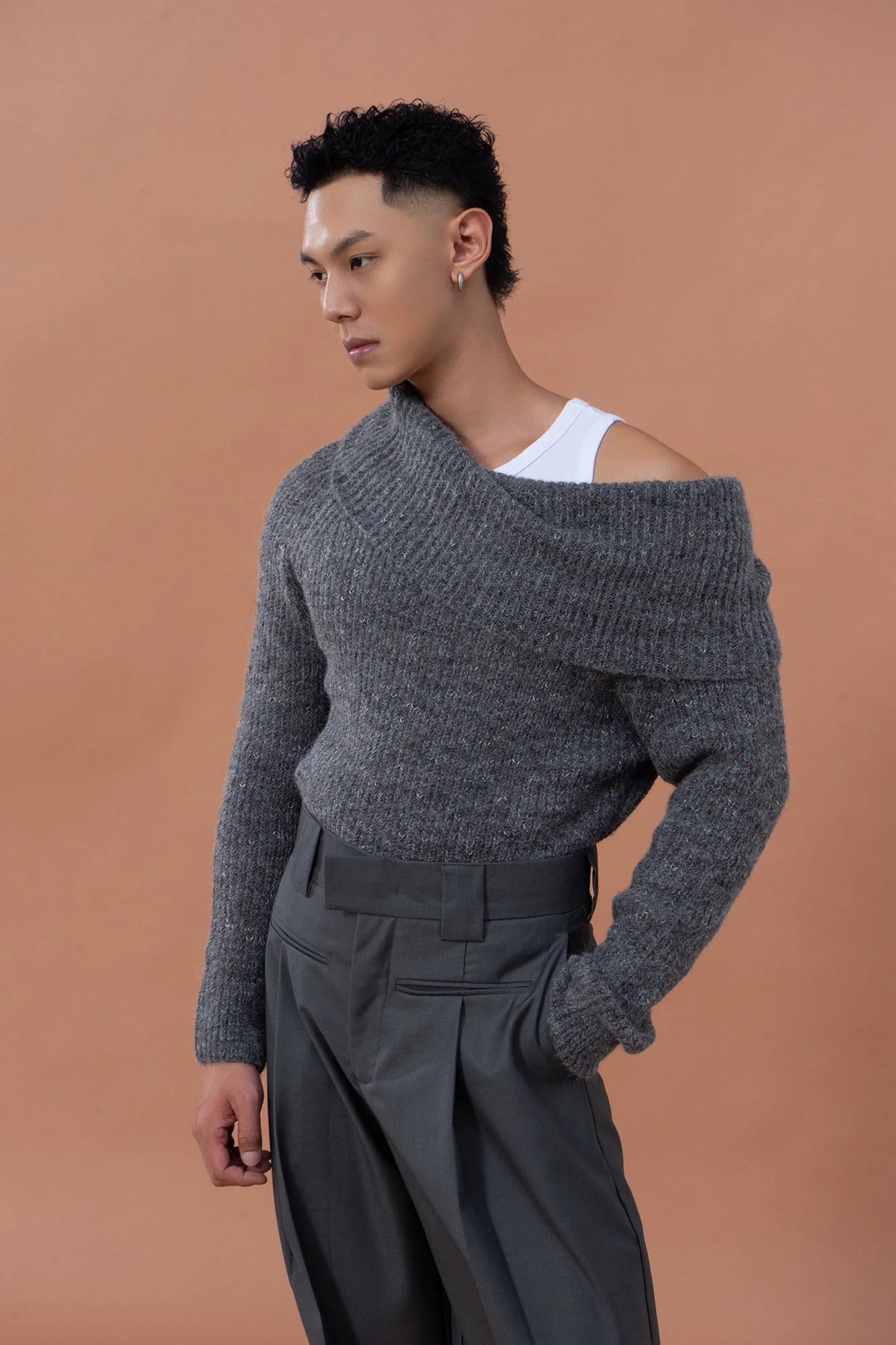 CLP Off-Shoulder Foldover Sweater