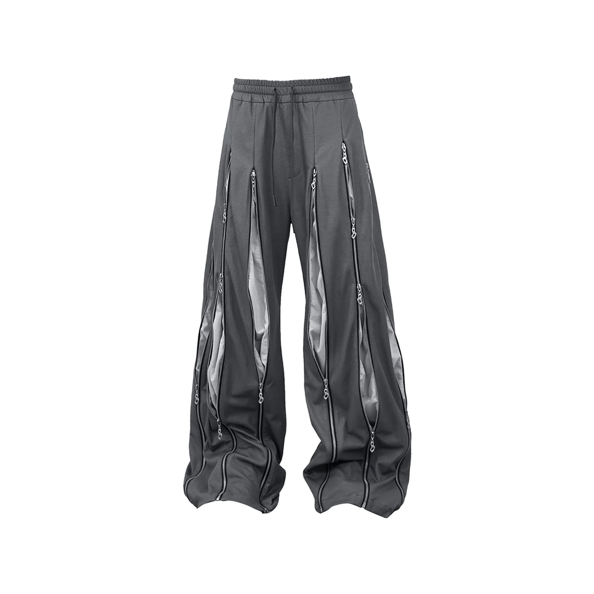 RELABEL Layered Multi-Zip Drawstring Sweatpants Gray