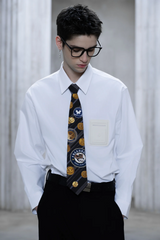 FACEONLAB Golden Emblem Stripe Zip Tie Black