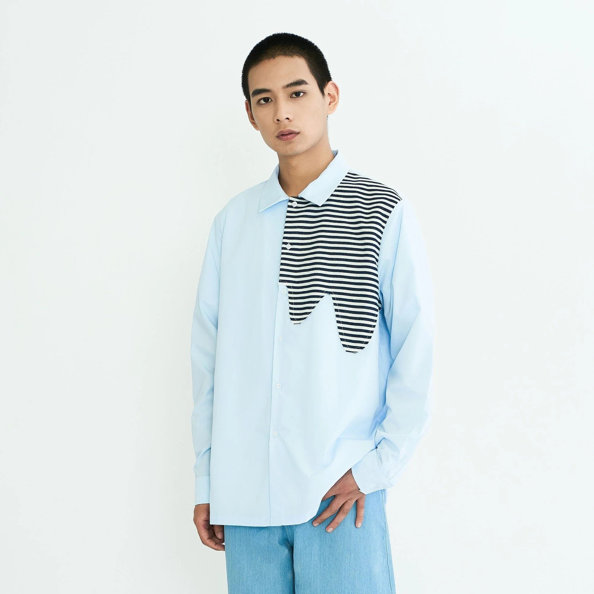WIID Stripes Asymmetrical Patch Shirt