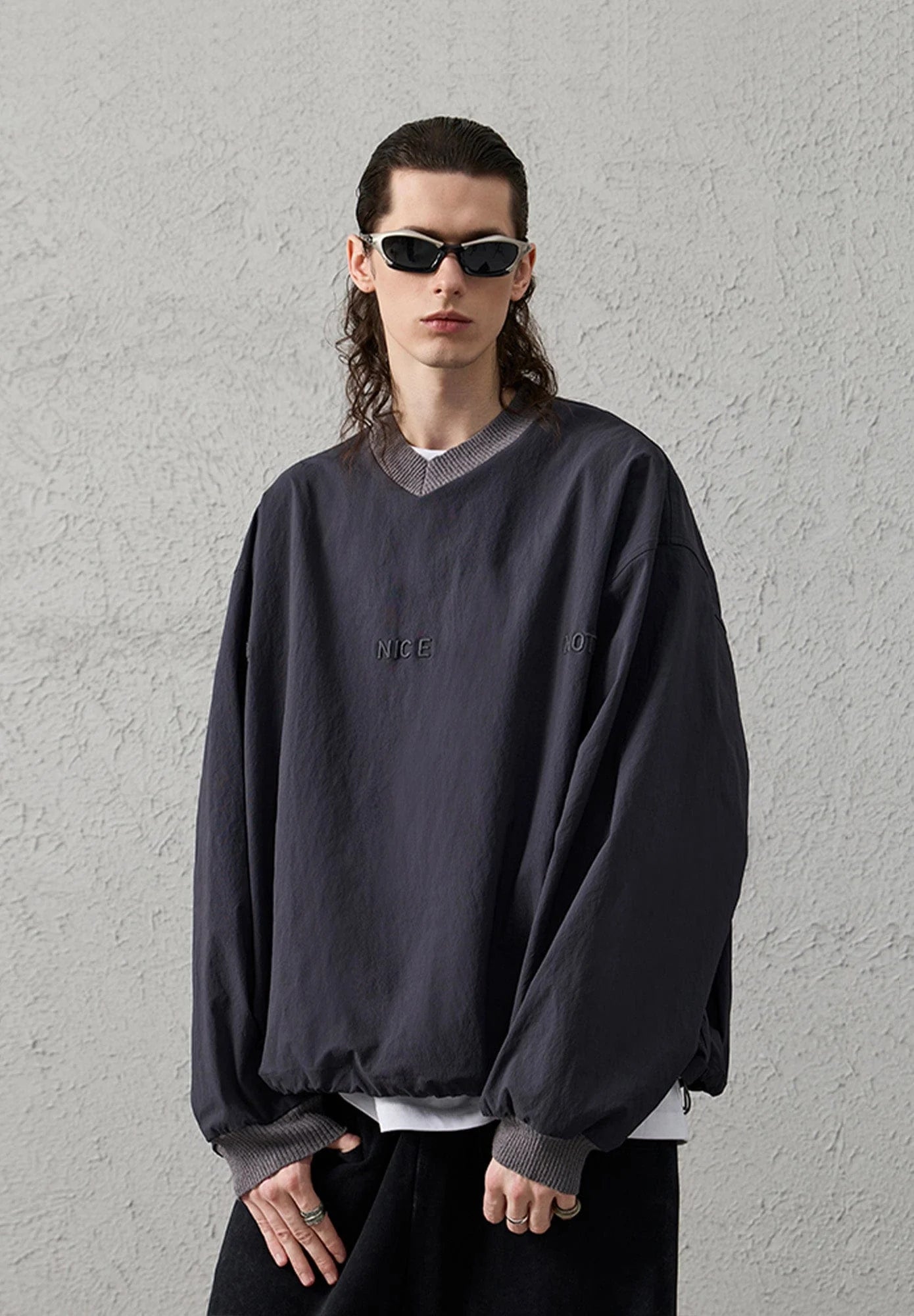ORGANIC EMOTION Water-Repellent LOGO Embroidered Drawstring Sweatshirt