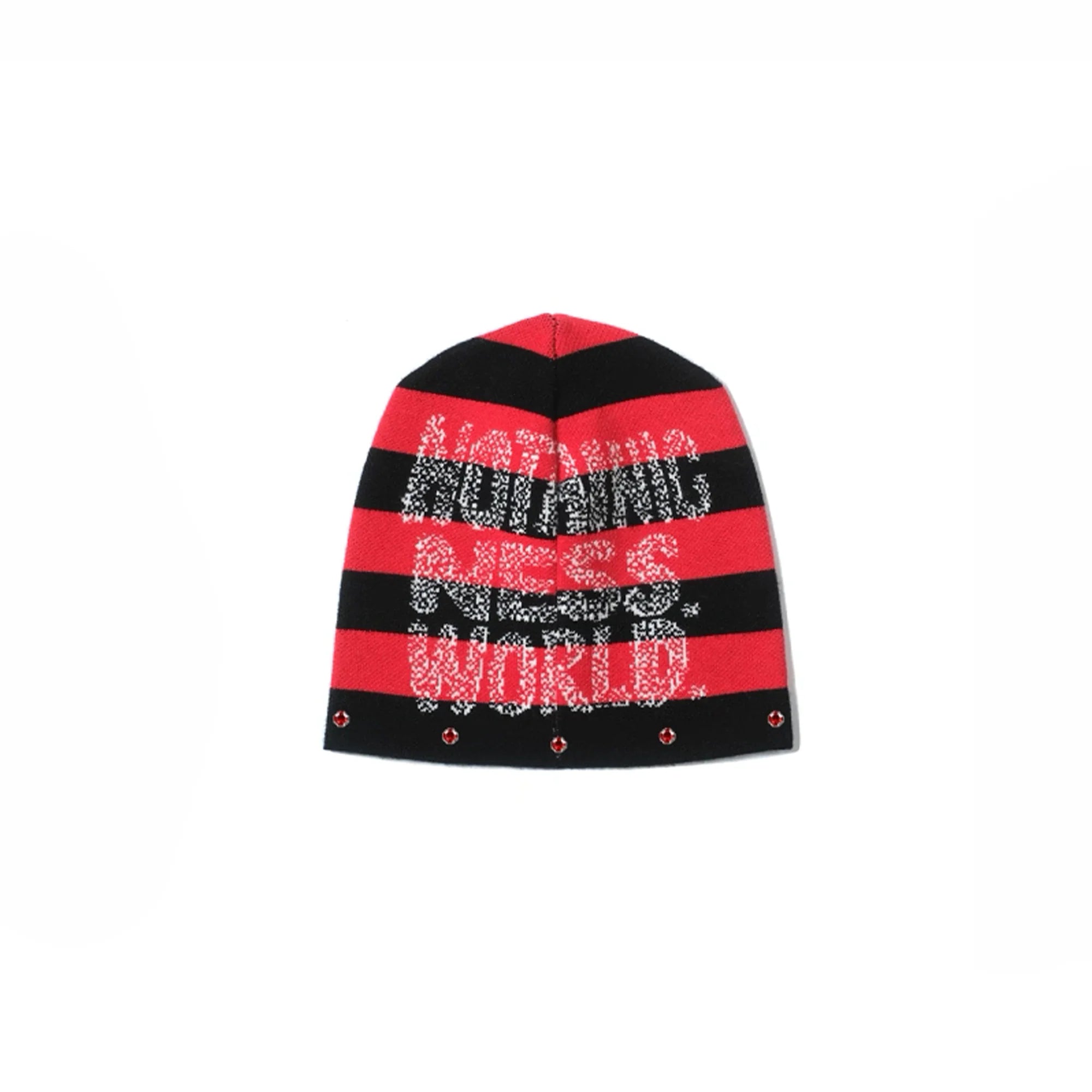 NOTHINGNESS WORLD Striped Skull Jacquard Studded Beanie