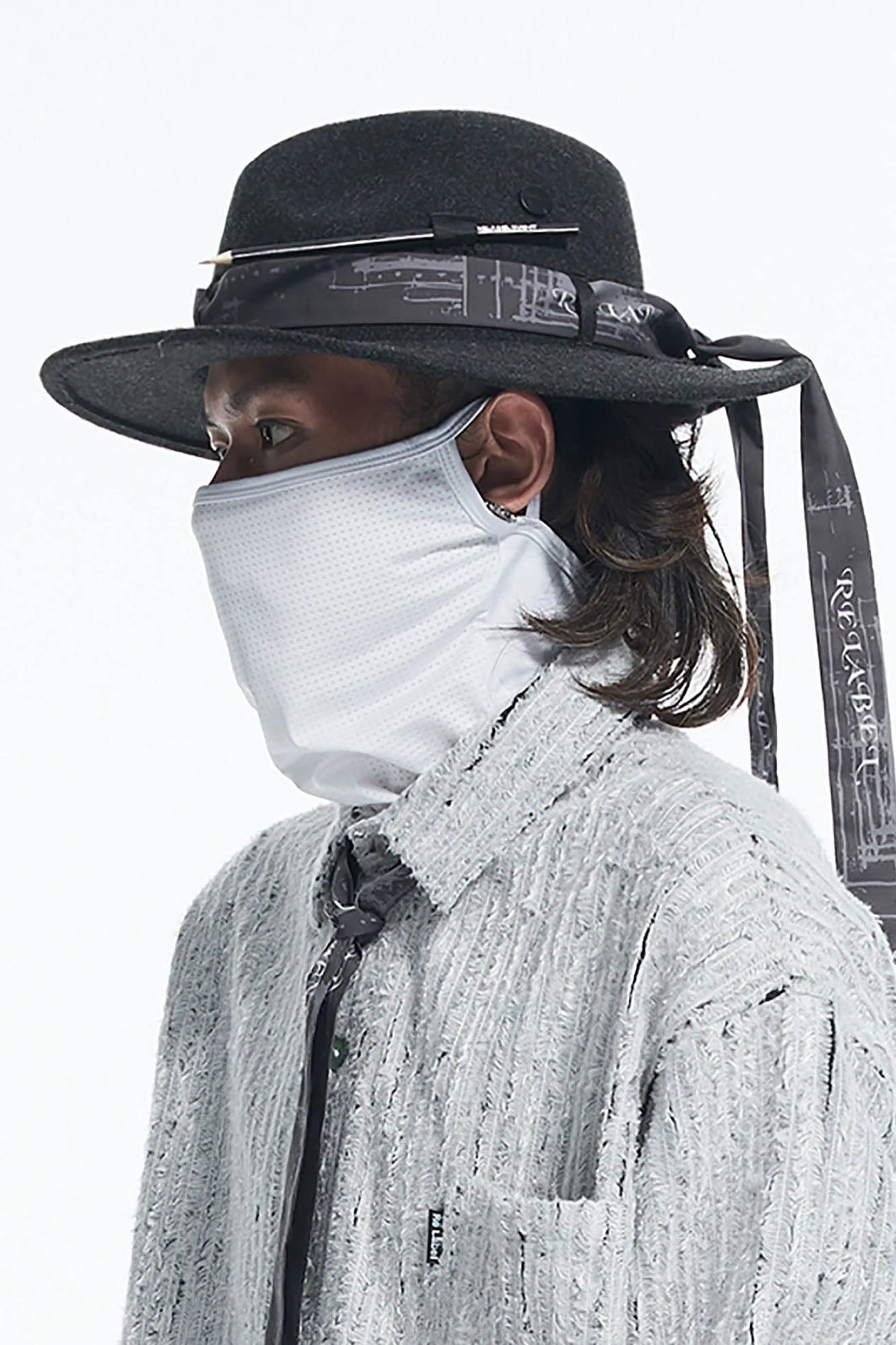 RELABEL Wool Felt Detachable Silk-Scarf Fedora Hat
