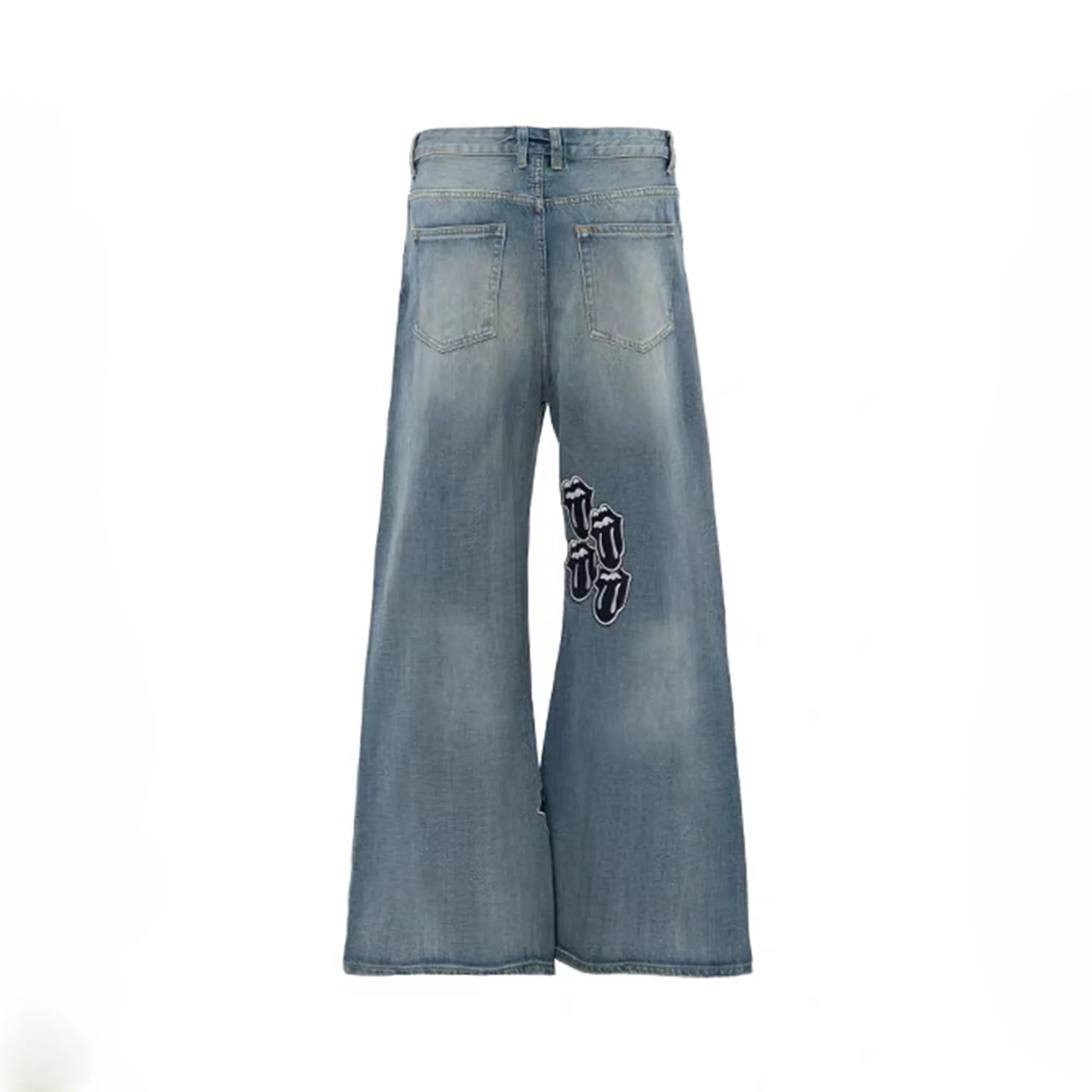 NOTHINGNESS WORLD Washed Tongue Embroidered Denim Pants