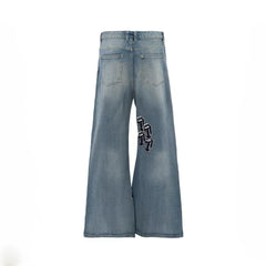 NOTHINGNESS WORLD Washed Tongue Embroidered Denim Pants