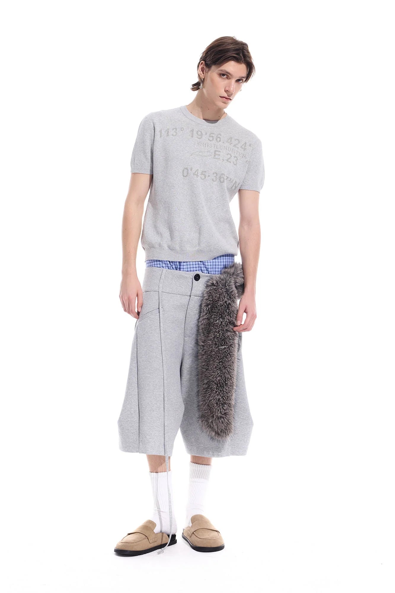 WHISTLEHUNTER Distressed Coordinates Knit T-Shirt
