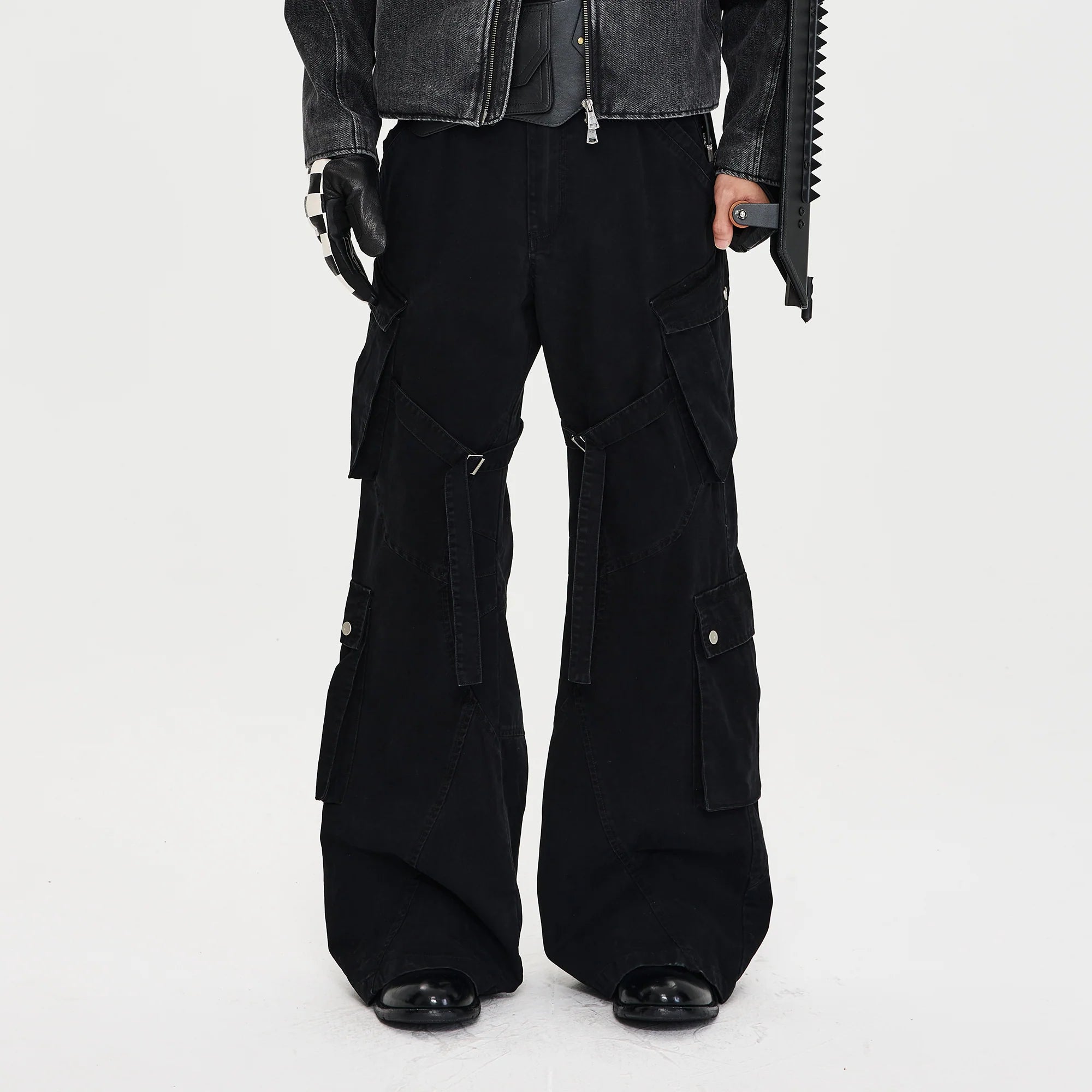 CATSSTAC Multi-Pocket Paneled Strap Cargo Pants