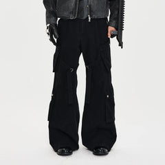 CATSSTAC Multi-Pocket Paneled Strap Cargo Pants