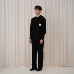 OUYANG WENJUN Wool Fluid-Heart Embroidered Jumpsuit