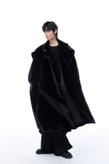 TUIMU Belted High Collar Faux Mink Overcoat