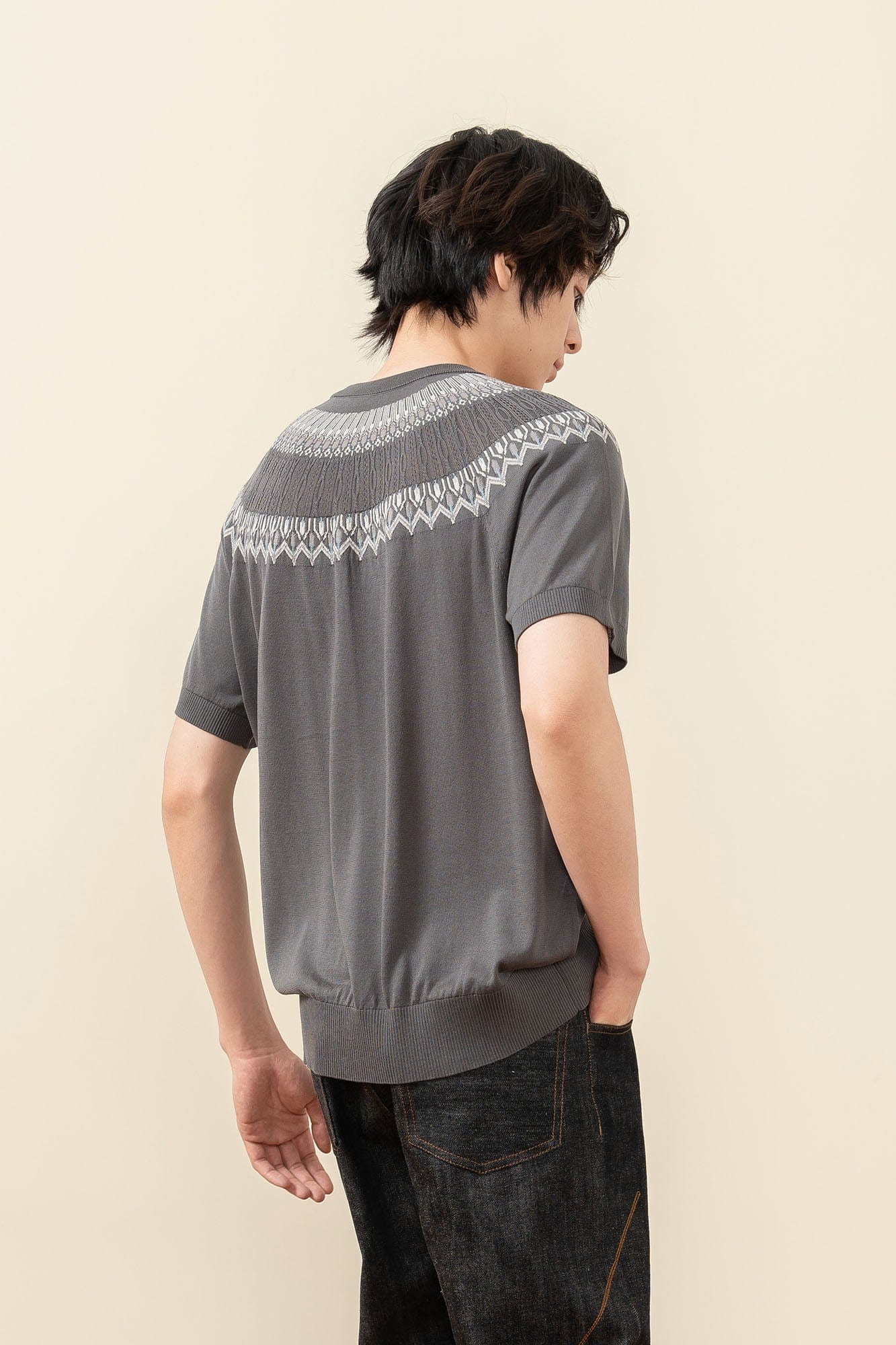 MOITIEDEPETALE Fair Isle Jacquard Tee