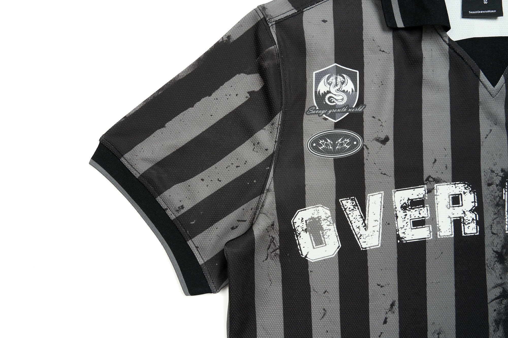 SAVAGEGROWTHWORLD OVERDOSE Distressed Striped Jersey