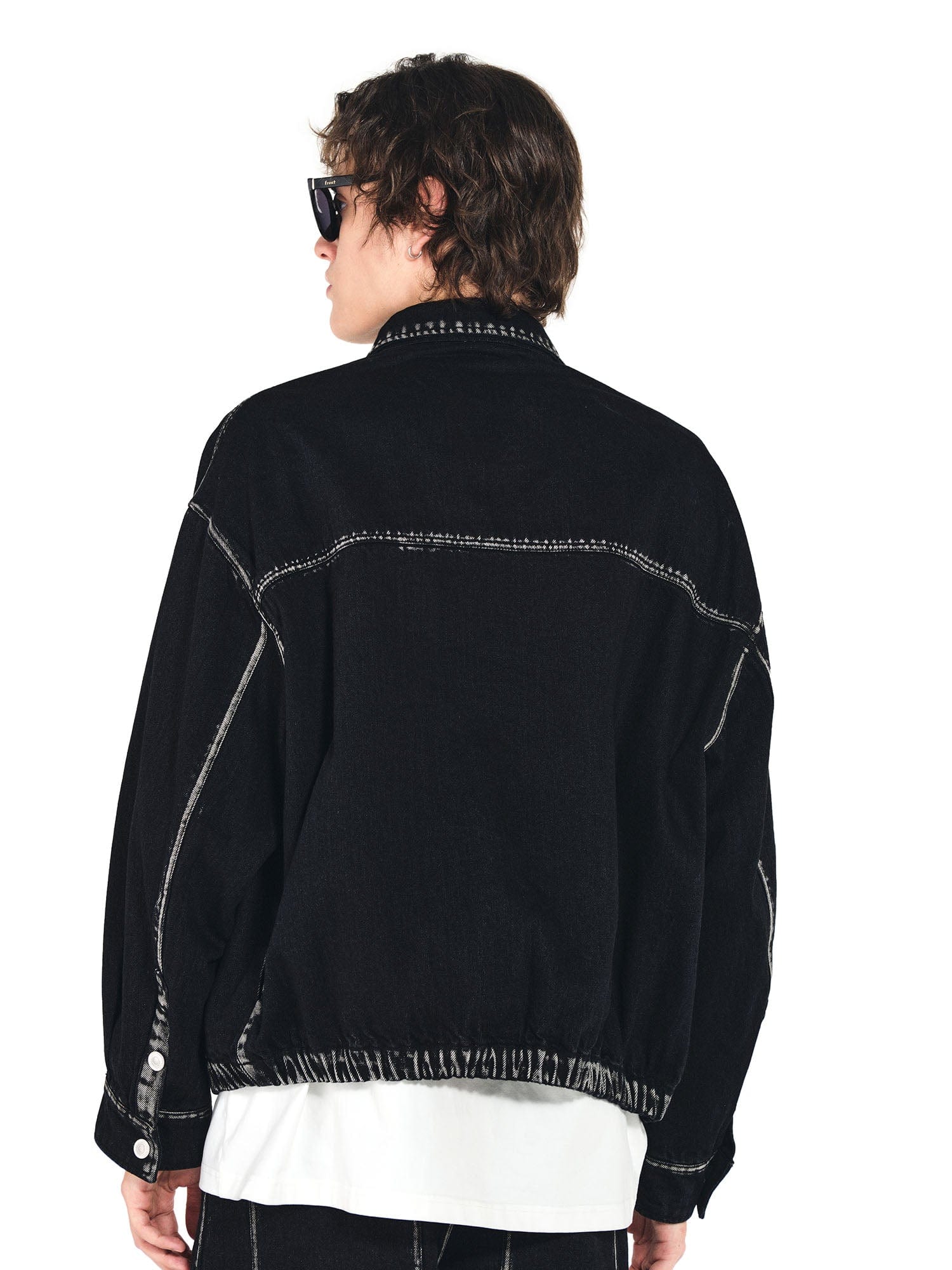 OVERLAPS Contrast Brushstroke Trim Denim Shirt