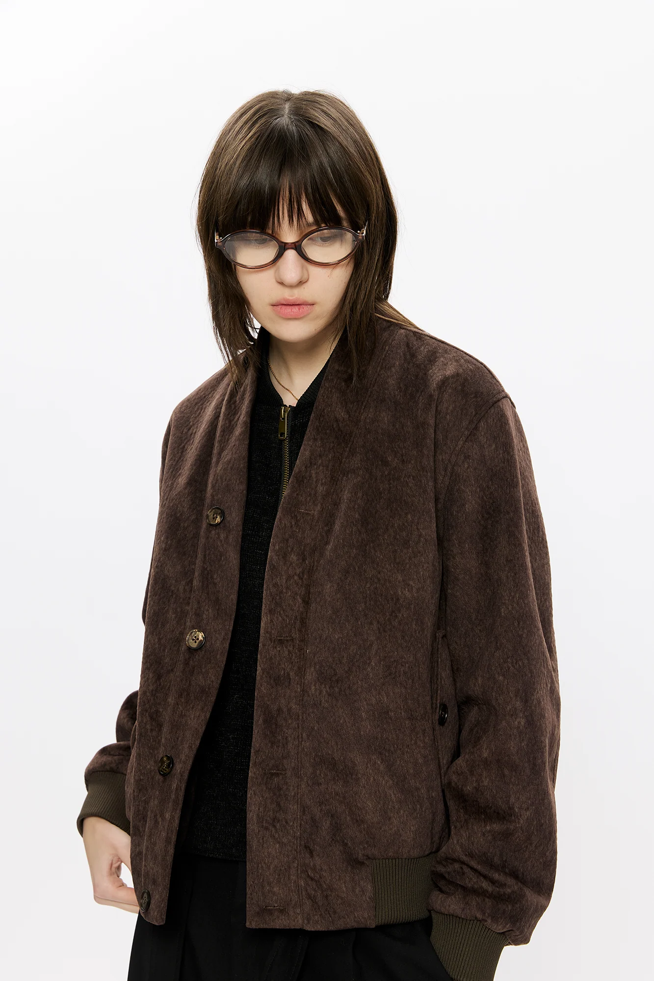 KREATE Faux Layered-Look V-Neck Jacket