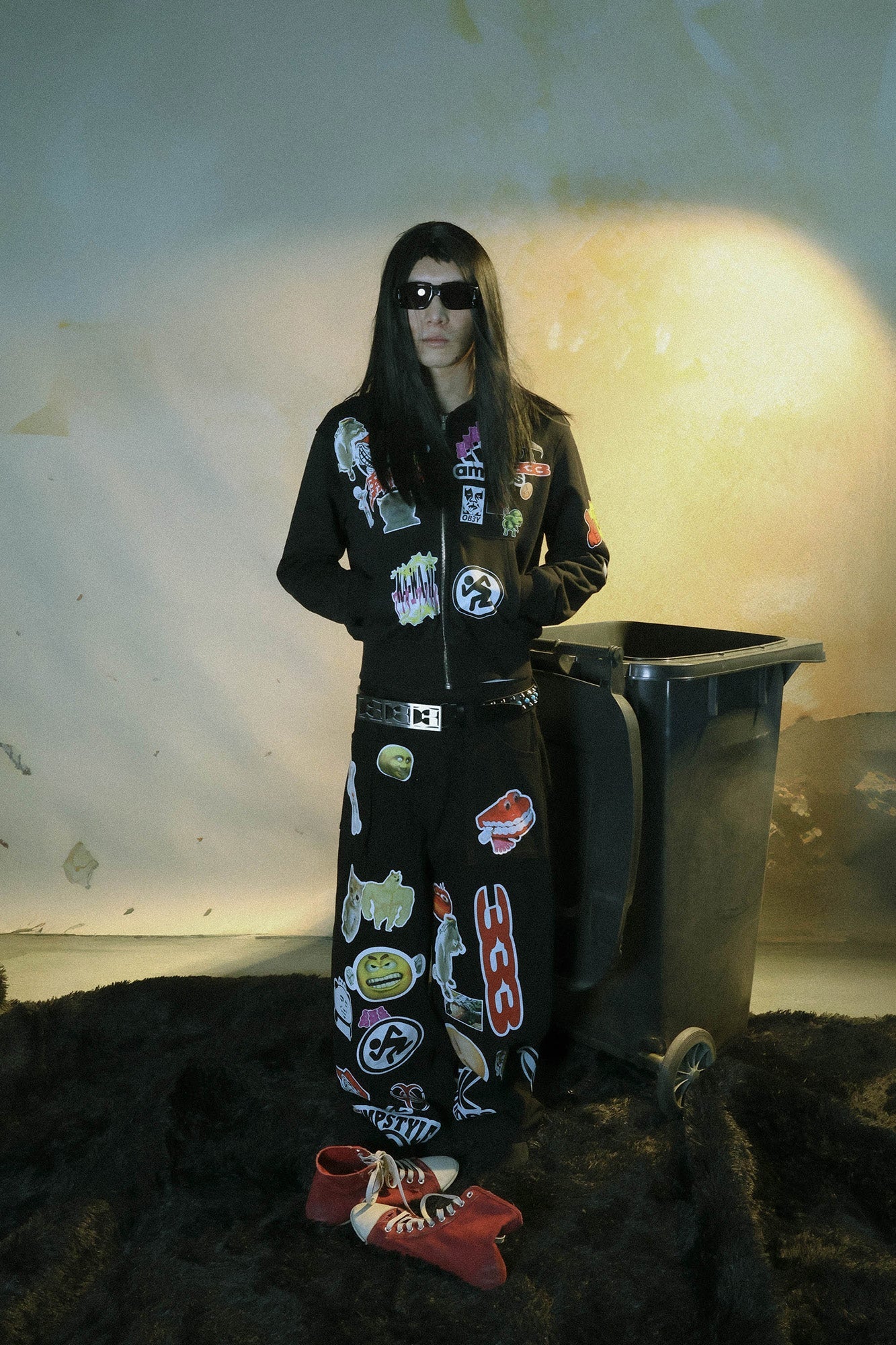 PCCVISION Meme Graphics Wide-Leg Pants