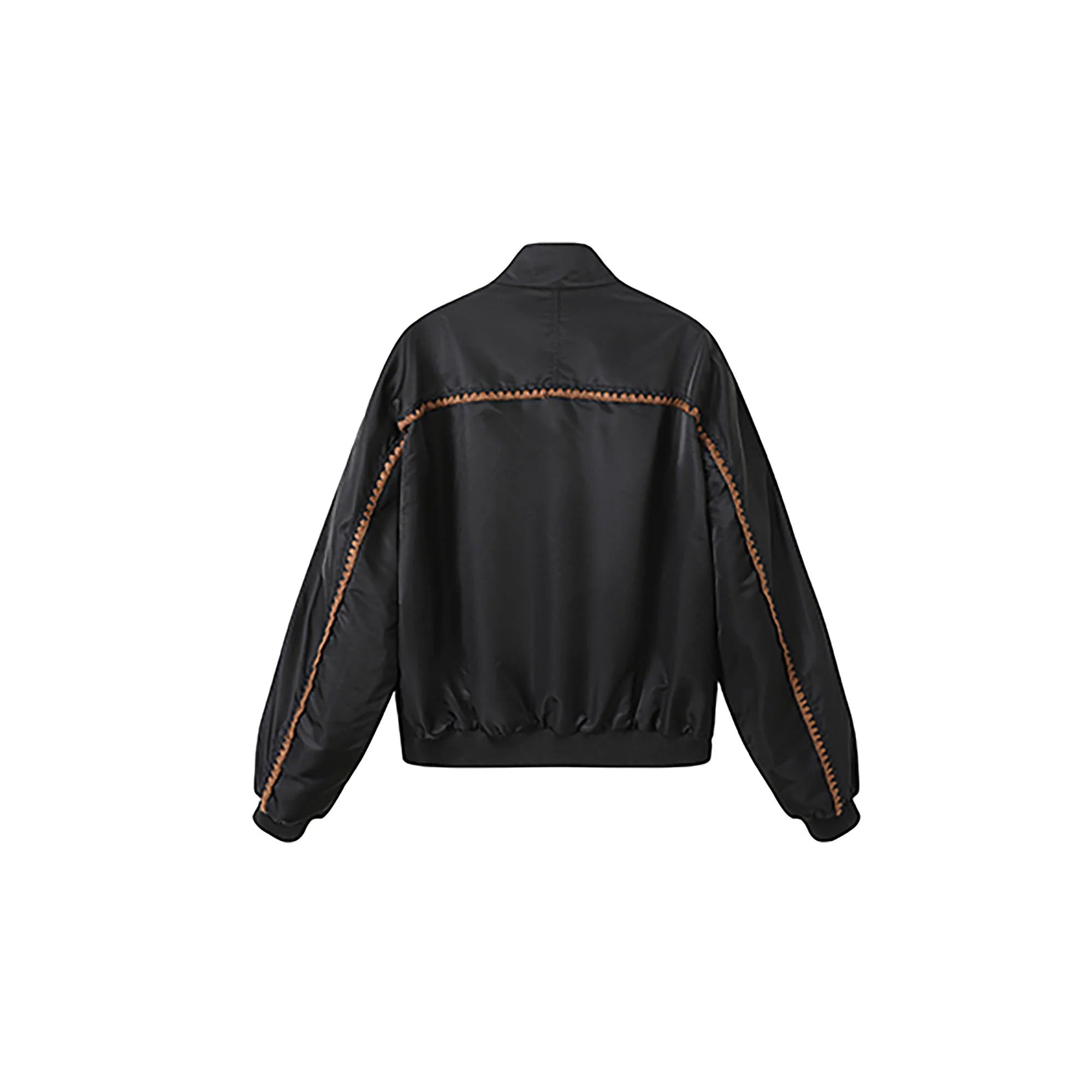 DONSMOKE Glossy Contrast Whipstitch Bomber Jacket