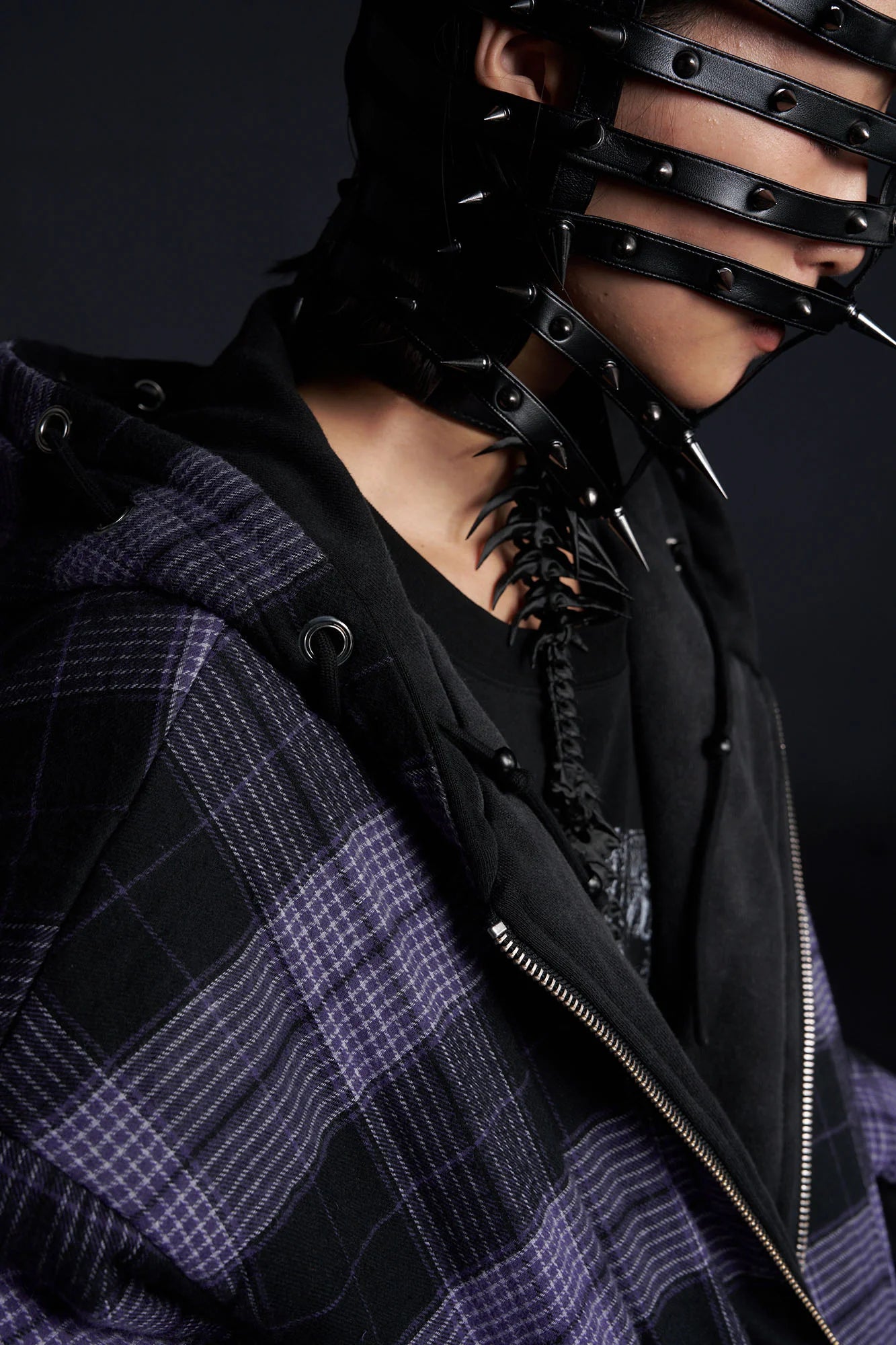 RECOVER ZONE Reversible Check & Solid Hoodie Jacket