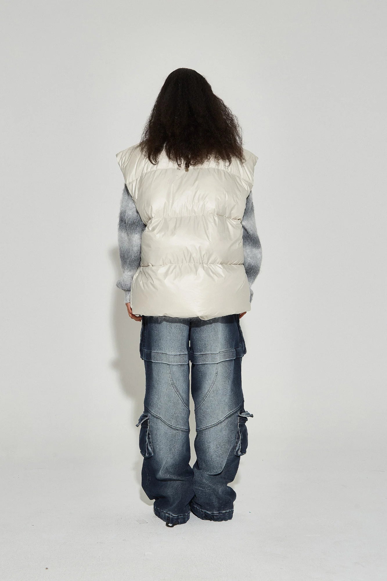 VANN VALRENCE Plain Duck Down Oversized Puffer Vest