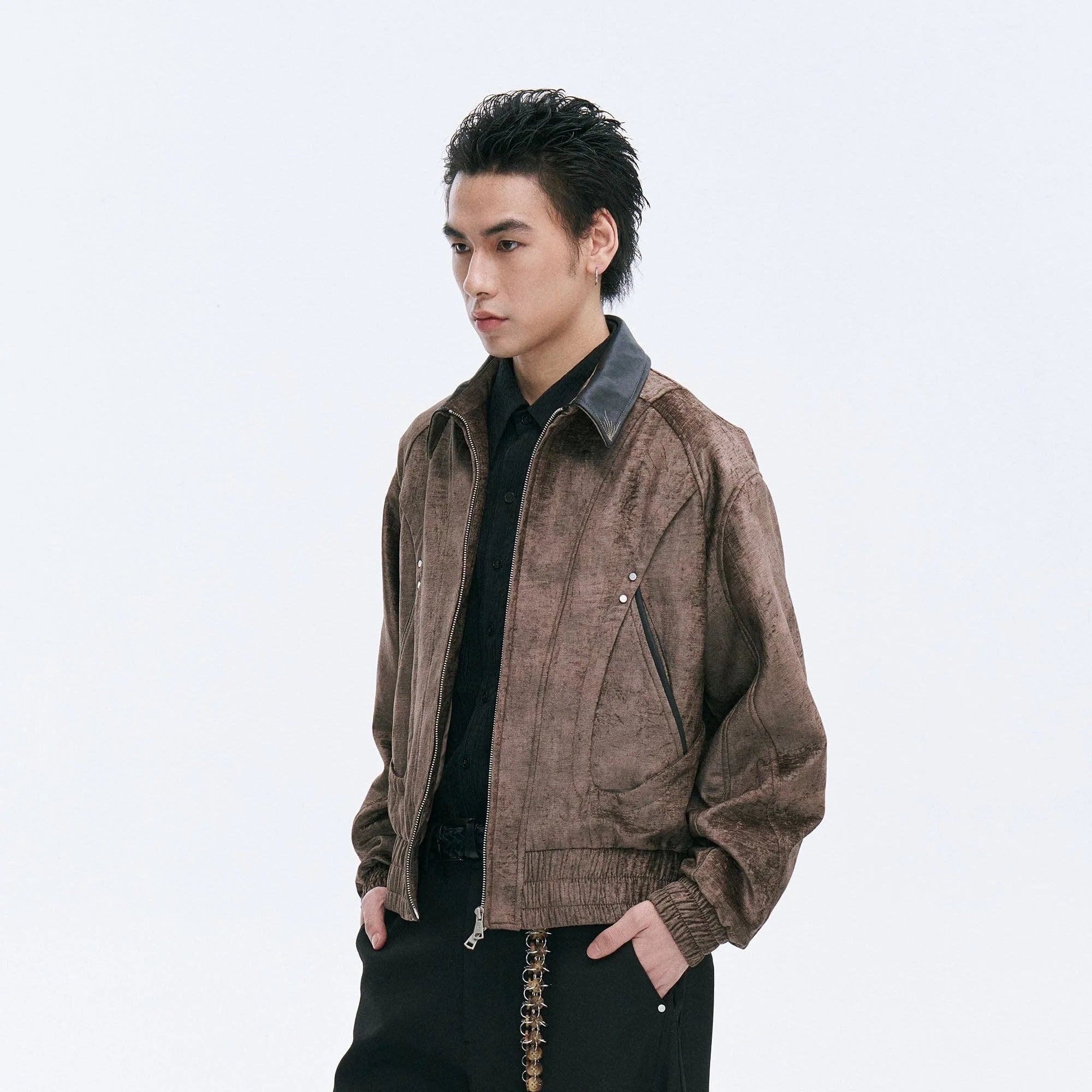 CATSSTAC Velvet Leather-Collar Elastic Jacket
