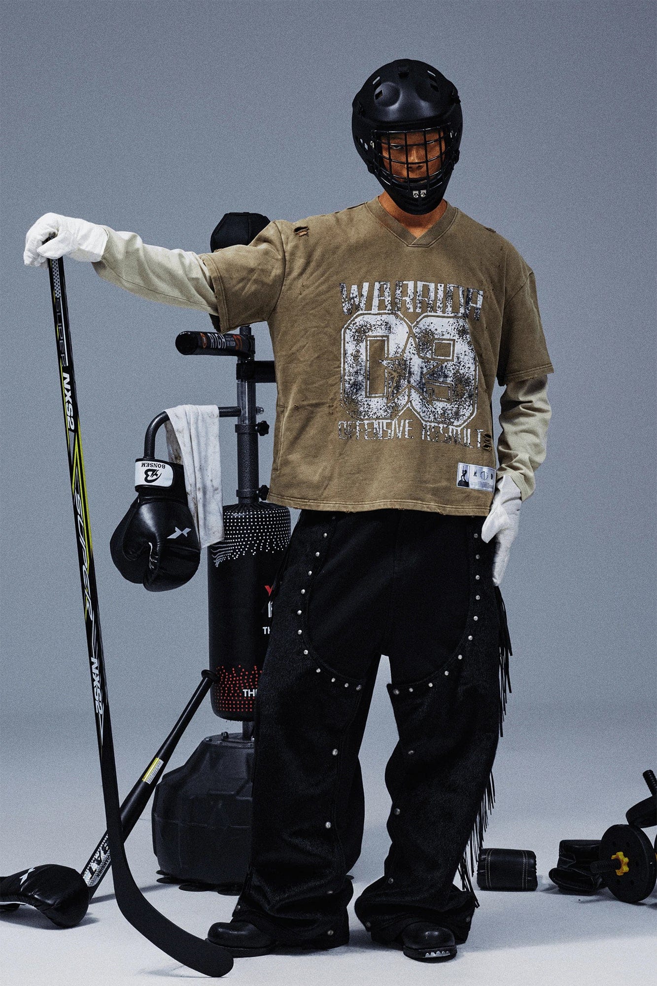 TECNINEGROUP No.09 Distressed Layered Long-Sleeve Tee