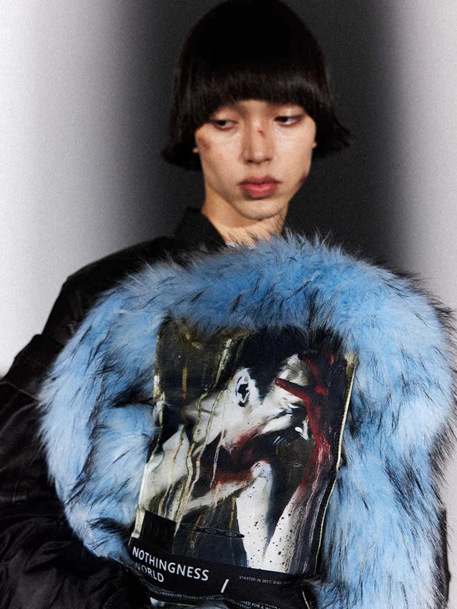 NOTHINGNESS WORLD Shaggy Faux Fur Graphic-Patch Backpack