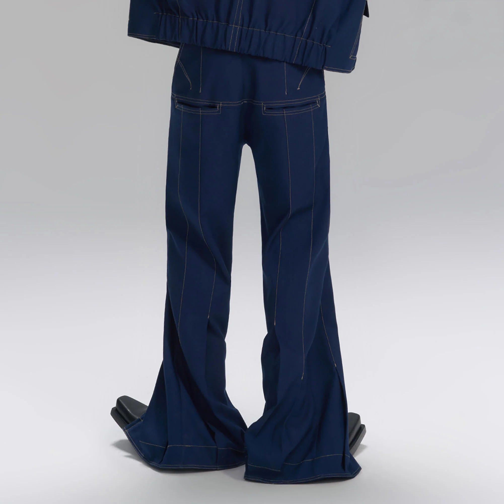TIWILLTANG Stitched Button-Up Pleated Flared Pants