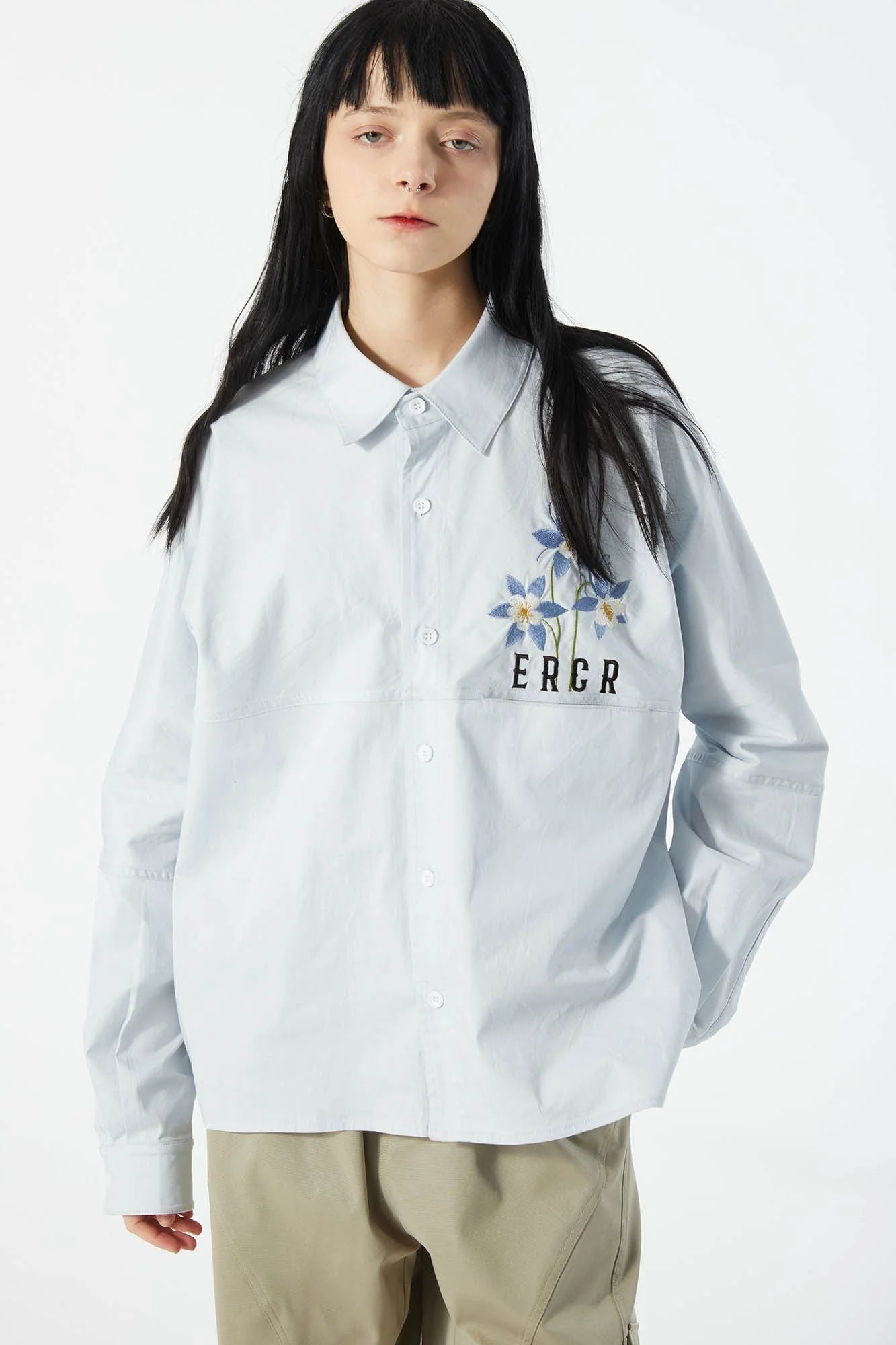 ERROR CODE ROBOT Botanical Embroidered Logo Shirt