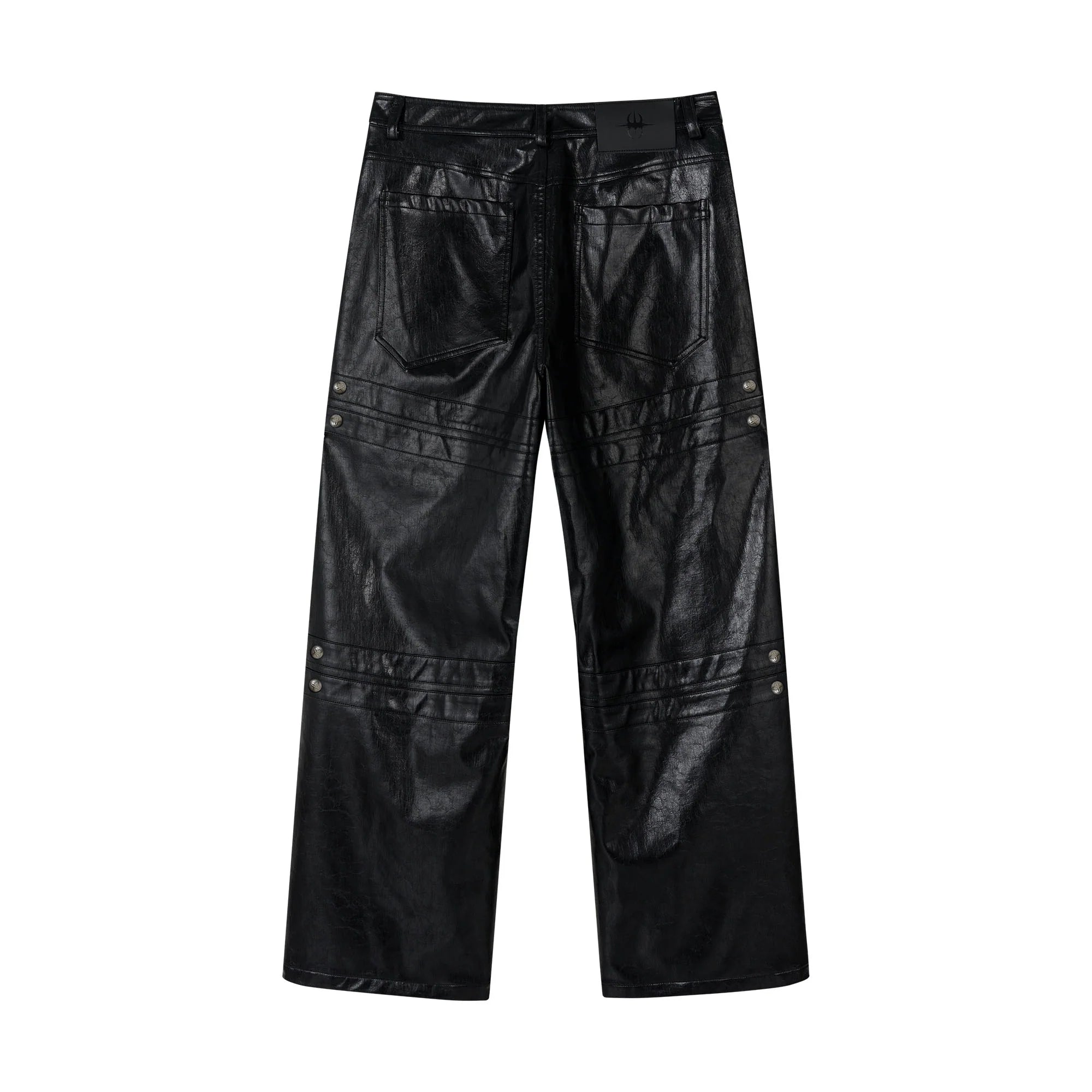 SAVAGEGROWTHWORLD Faux Leather Panel Rivet Pants