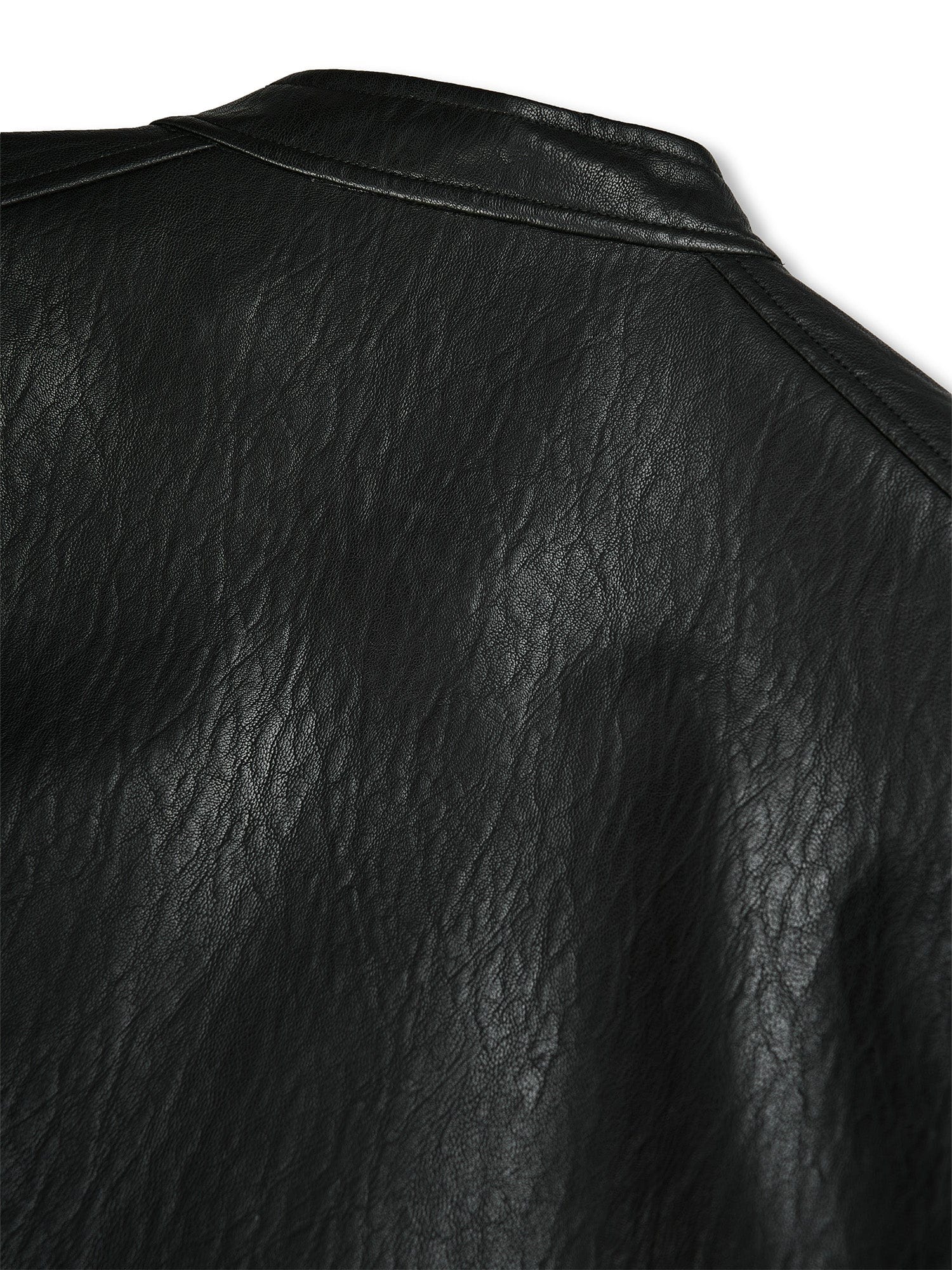 FLYERRER Structured Panel Faux Leather Biker Jacket