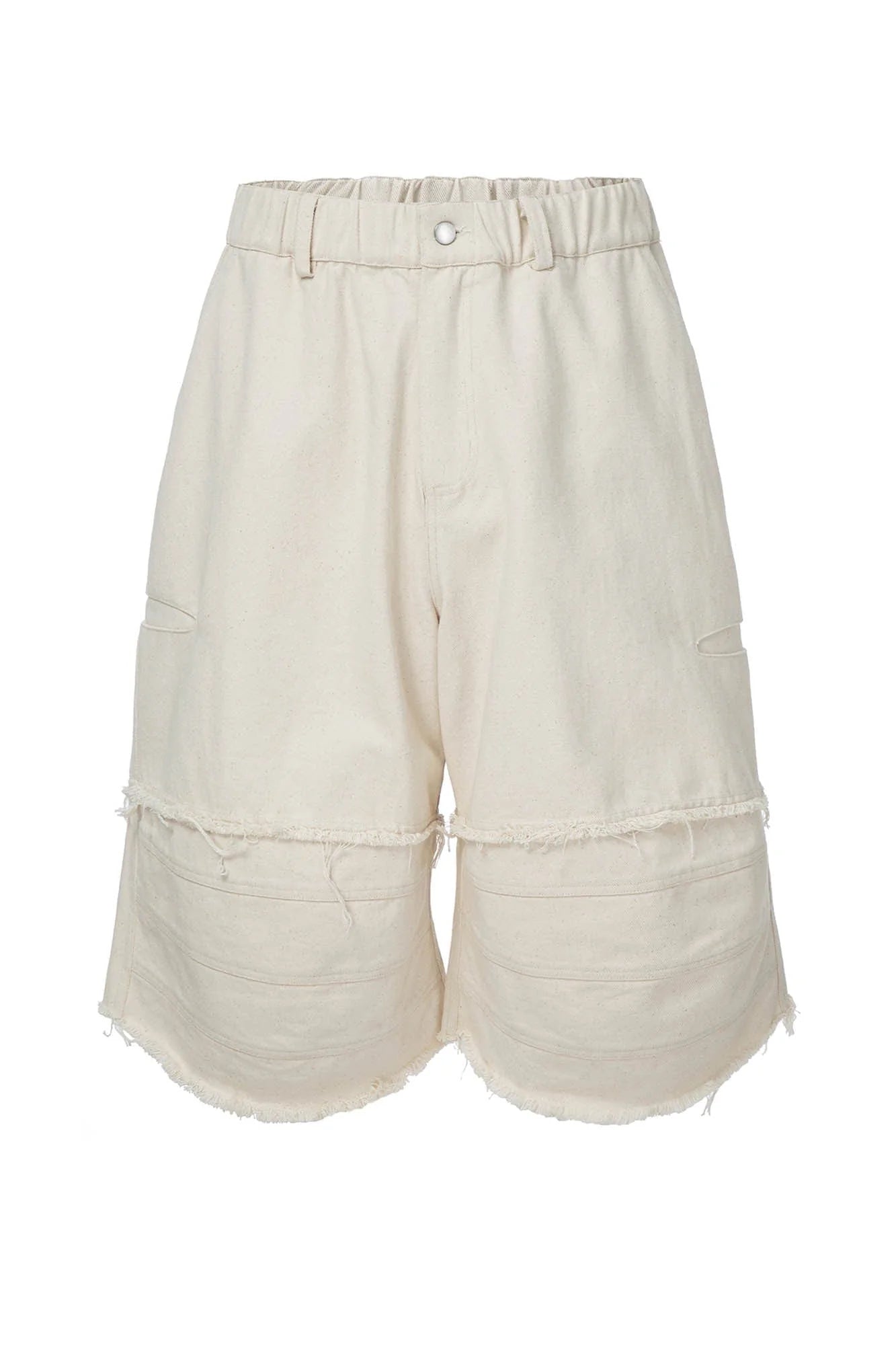 F2CE Layered Spliced Frayed-Edge Shorts
