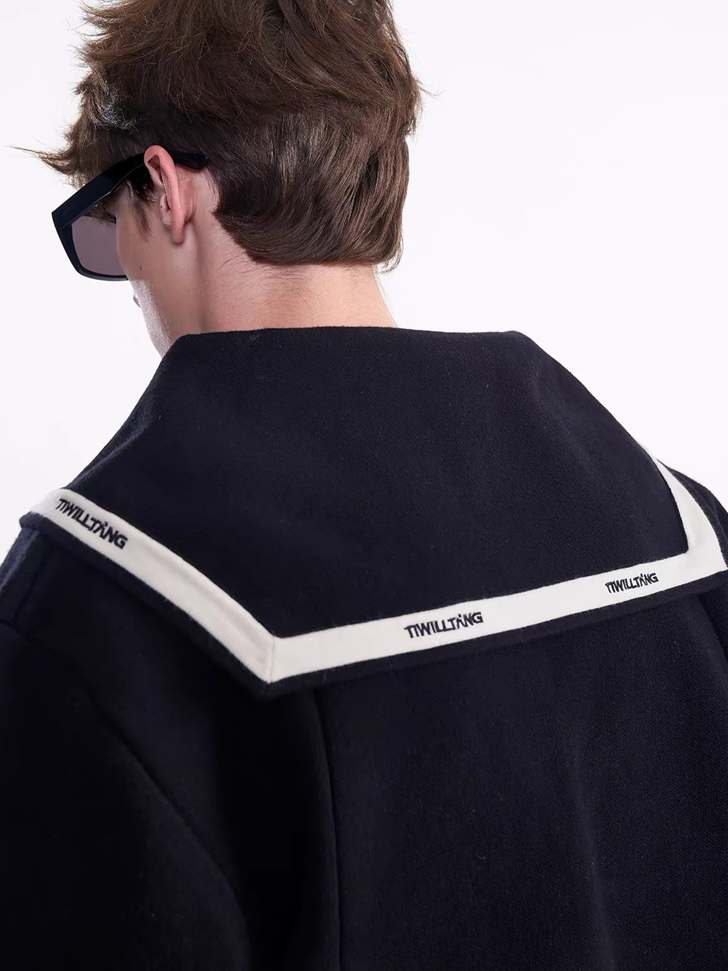 TIWILLTANG Contrast-Trim Sailor-Collar Jacket