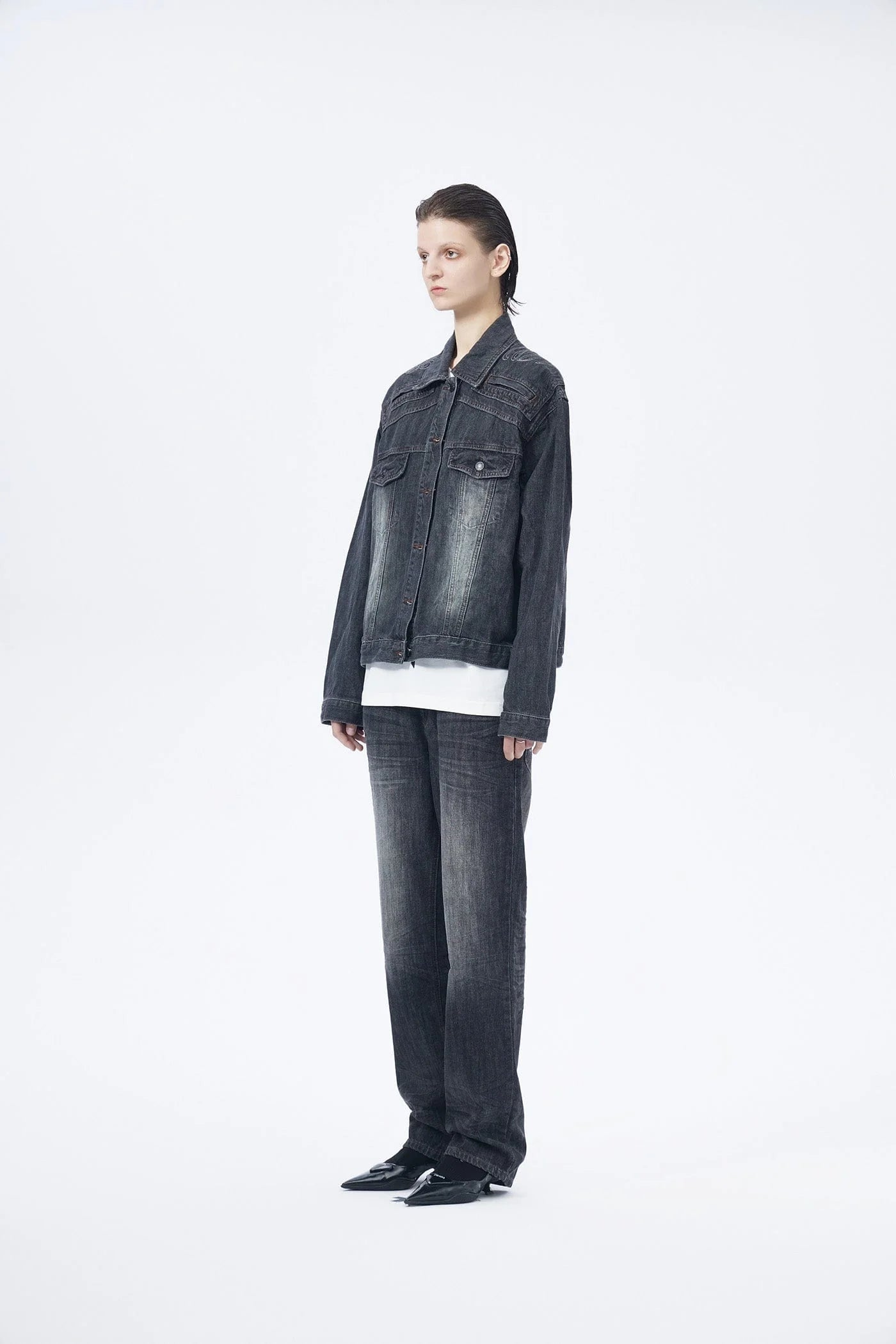 ARTIFICIAL WORLD Deconstructed Faded Denim Jacket
