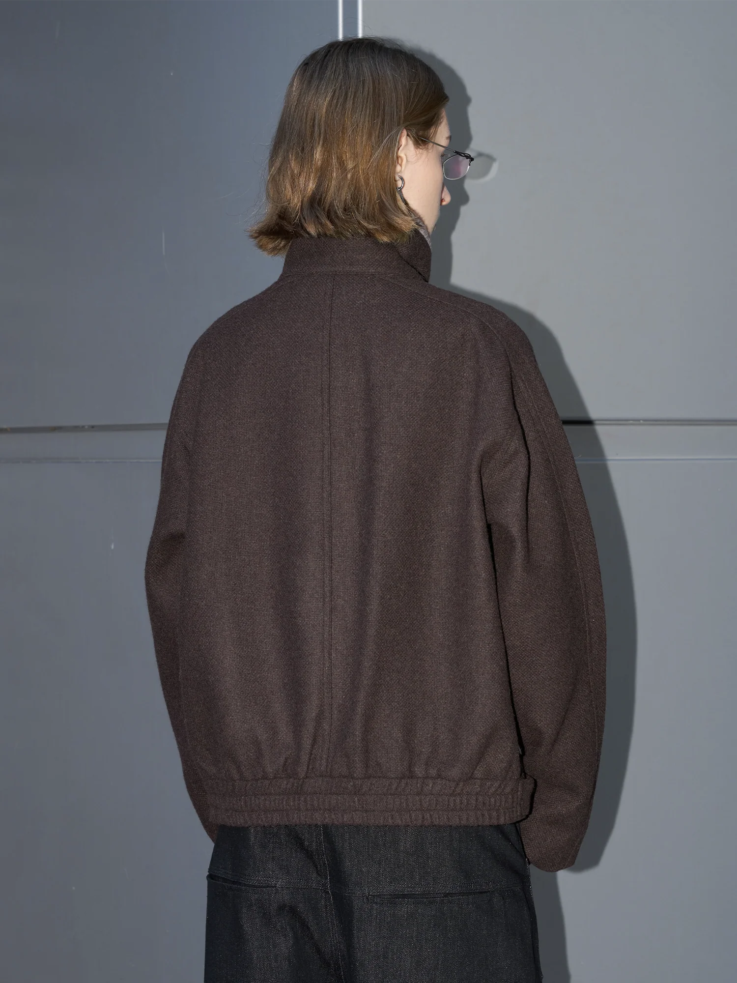 LABELROOM Modern Faux-Fur Collar Wool Jacket Brown