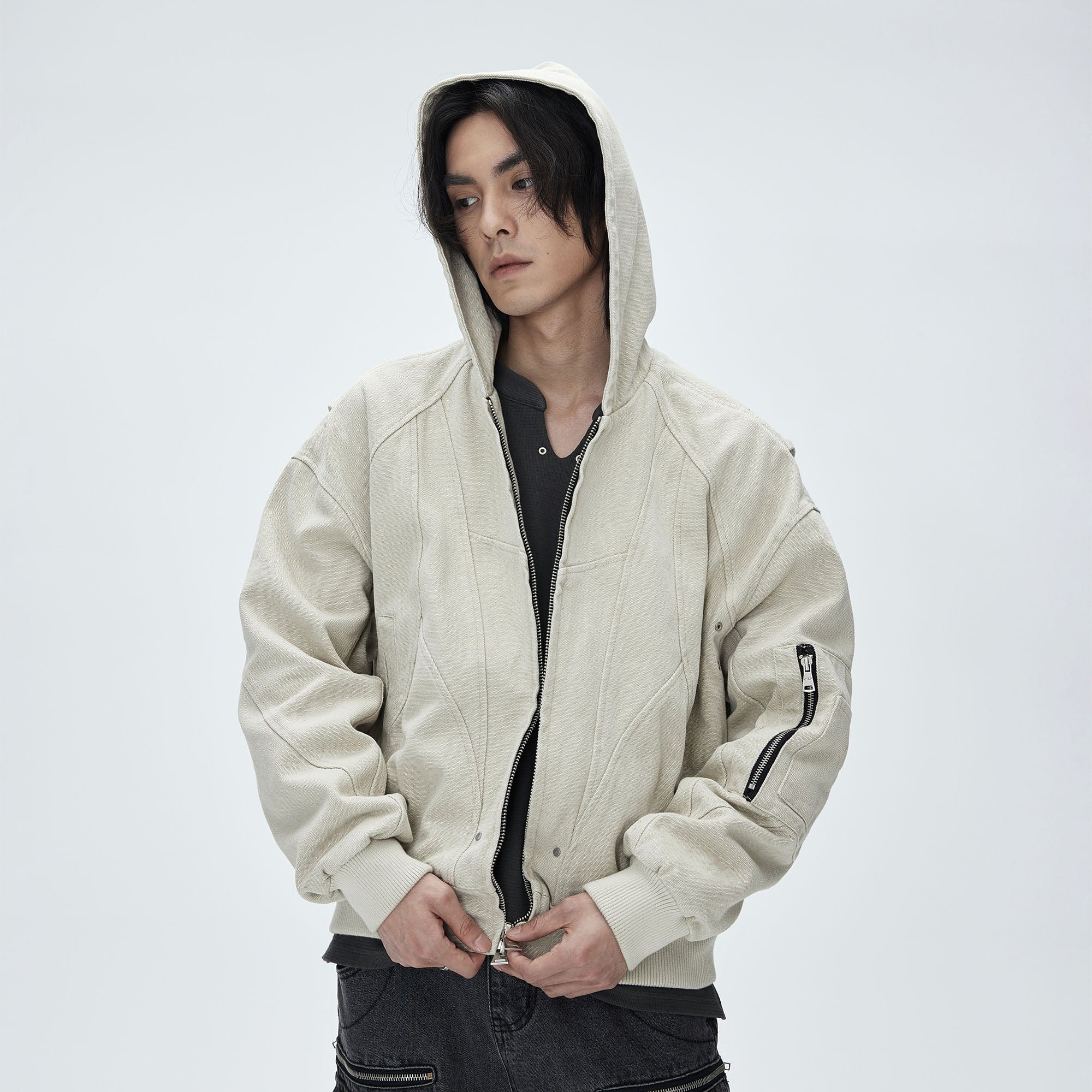 CATSSTAC Deconstructed Paneled Washed Hooded Jacket